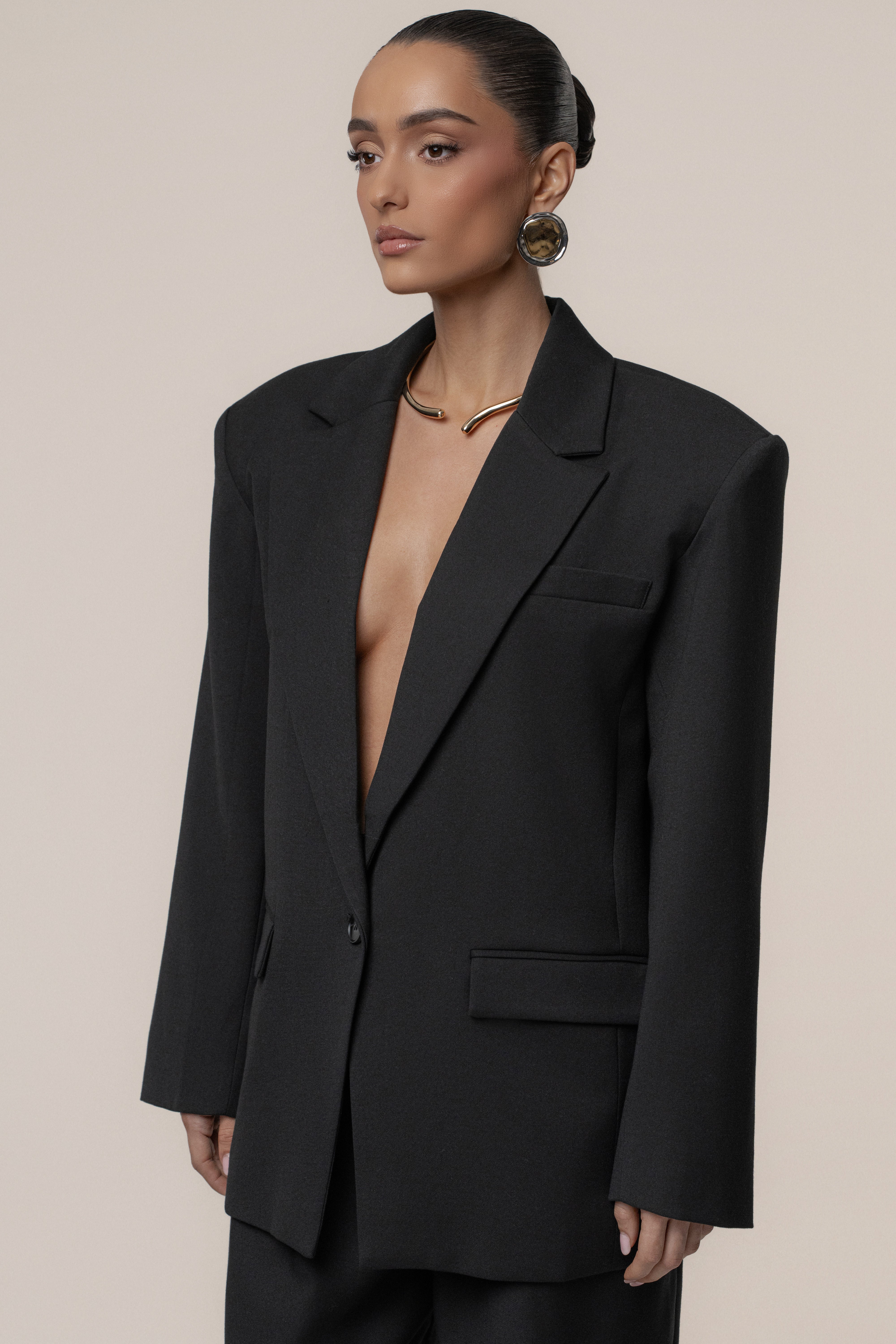 Black Refined Moments Blazer - JLUXLABEL