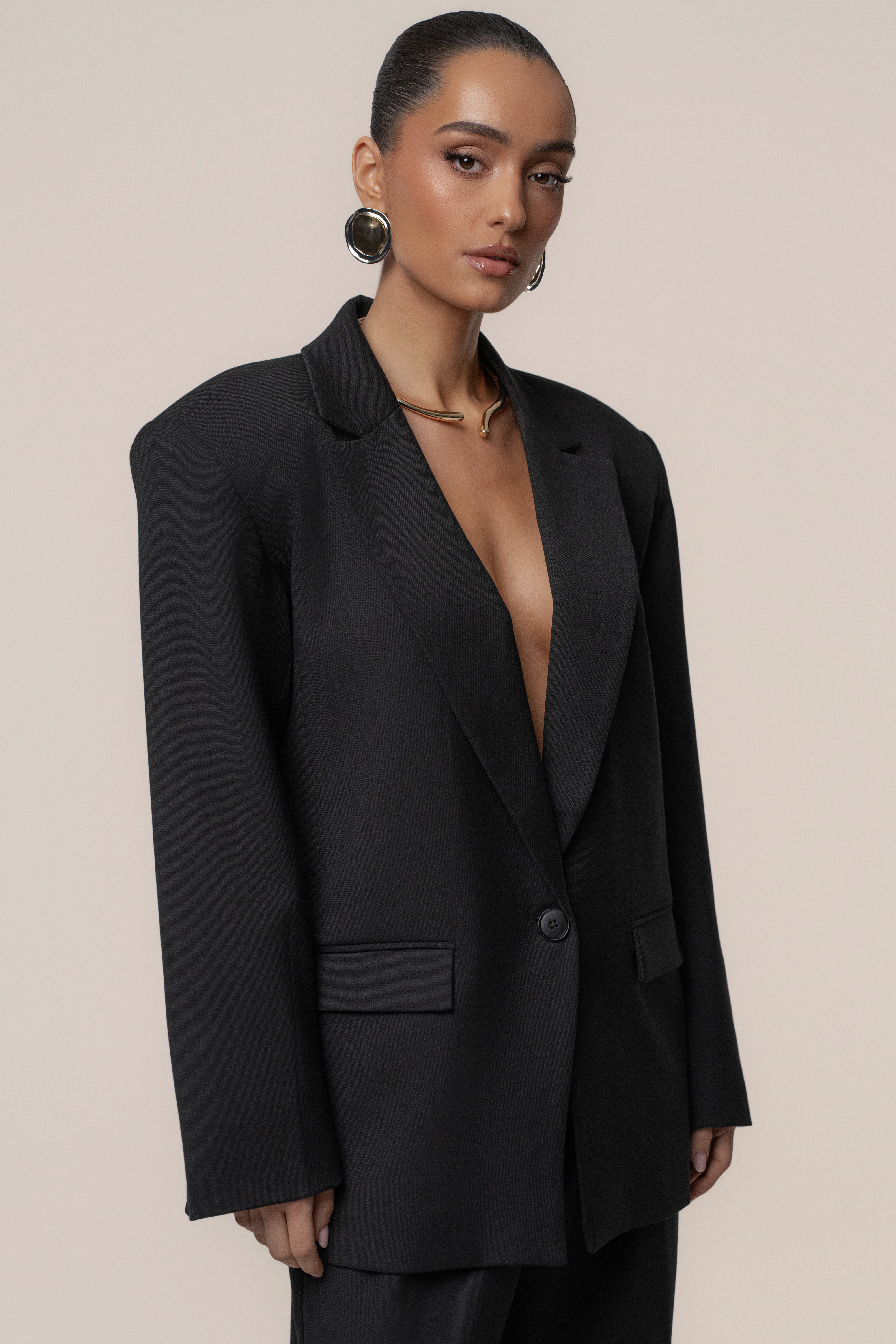 Black Refined Moments Blazer - JLUXLABEL