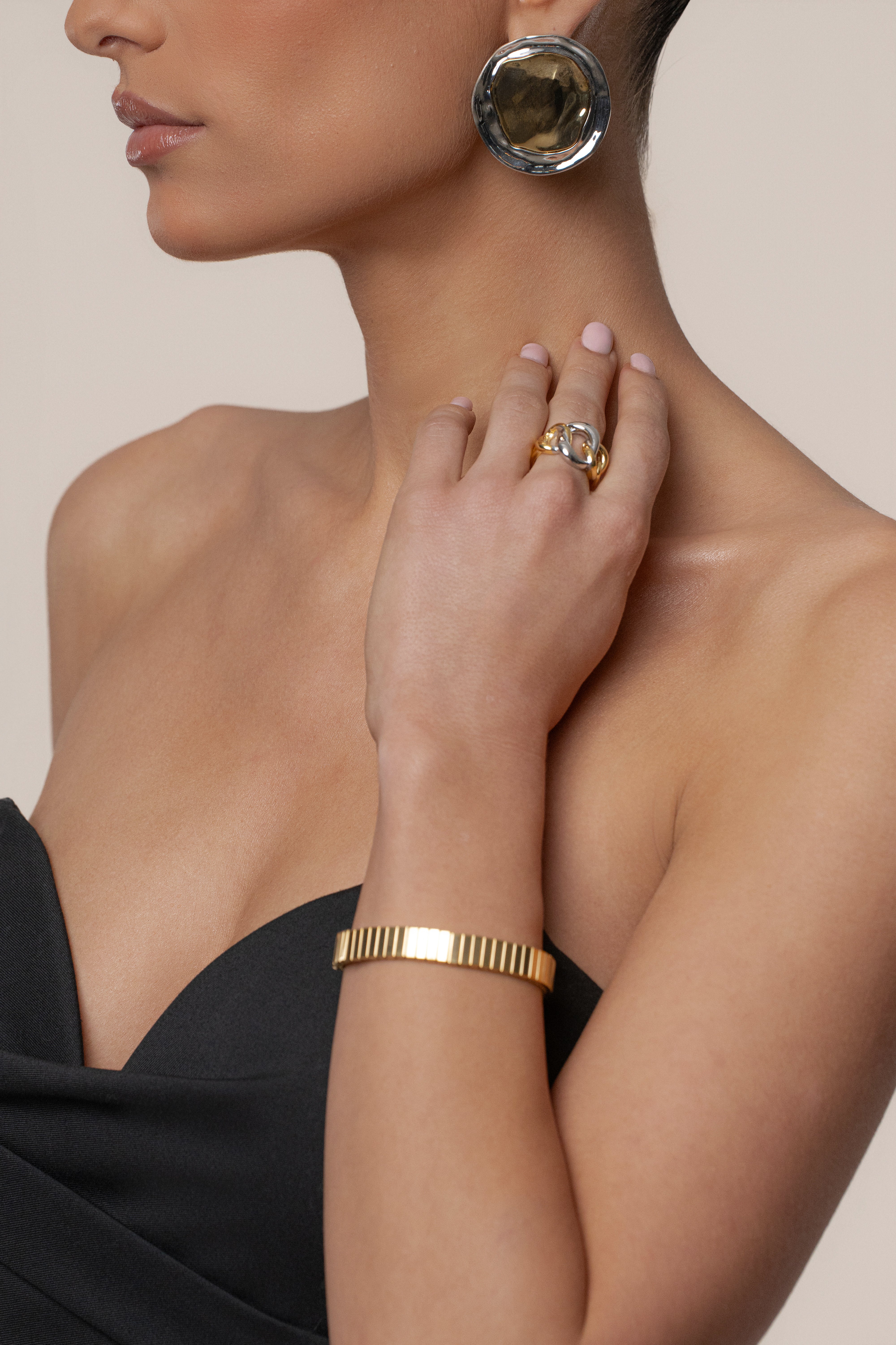 Silver/Gold Jae Open Band Ring - JLUXLABEL