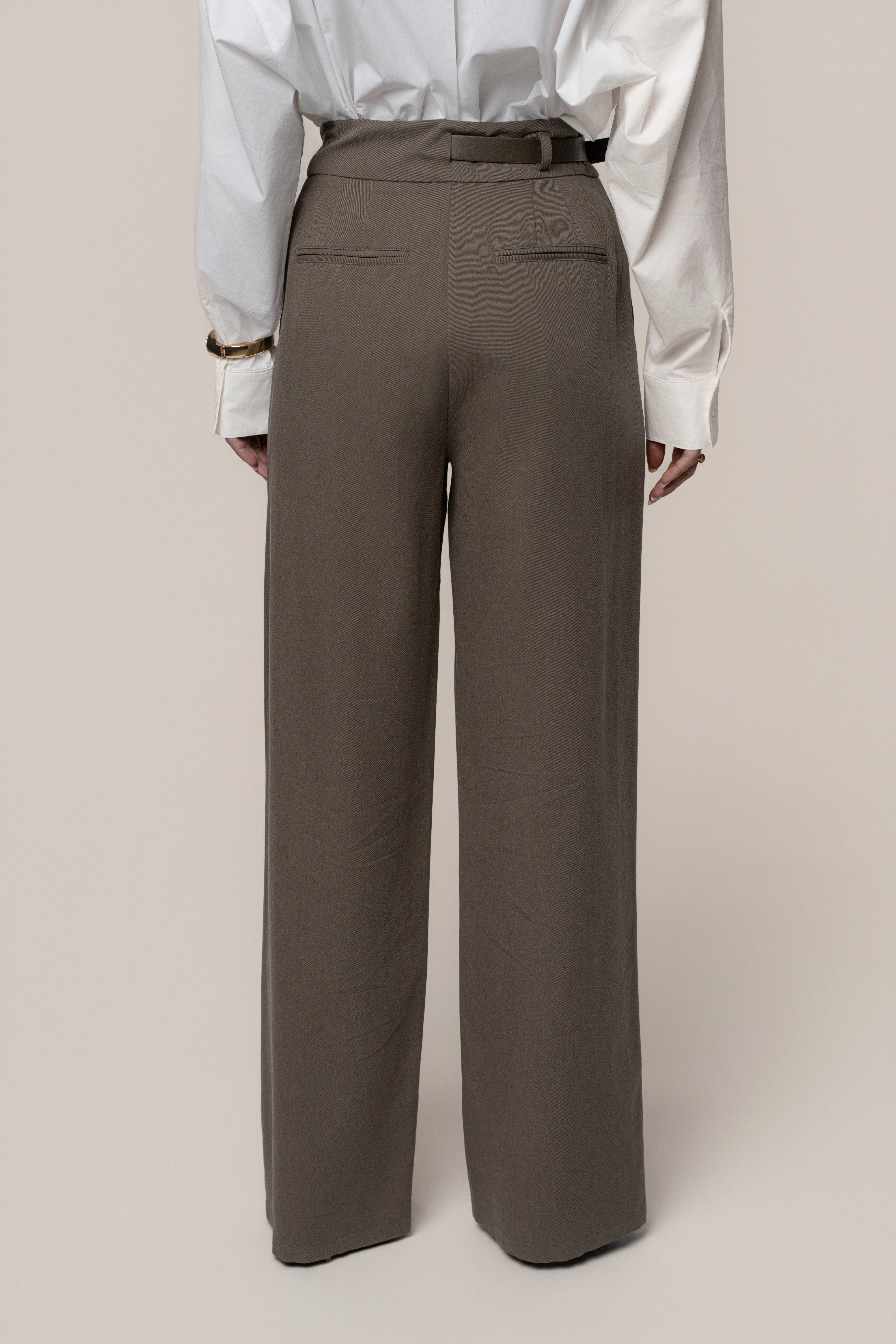 Dark Taupe Everywhere Belted Trousers - JLUXLABEL