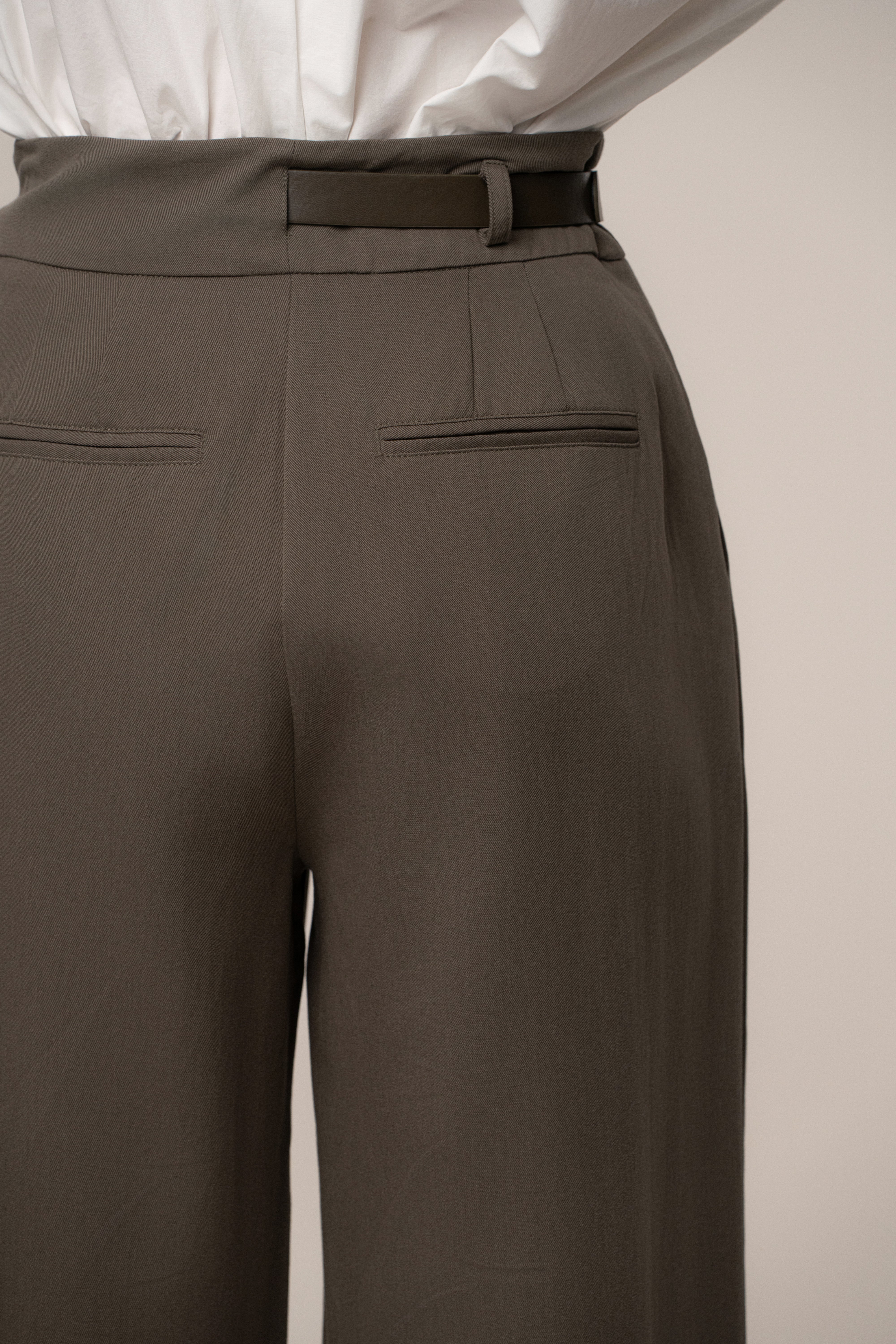 Dark Taupe Everywhere Belted Trousers - JLUXLABEL