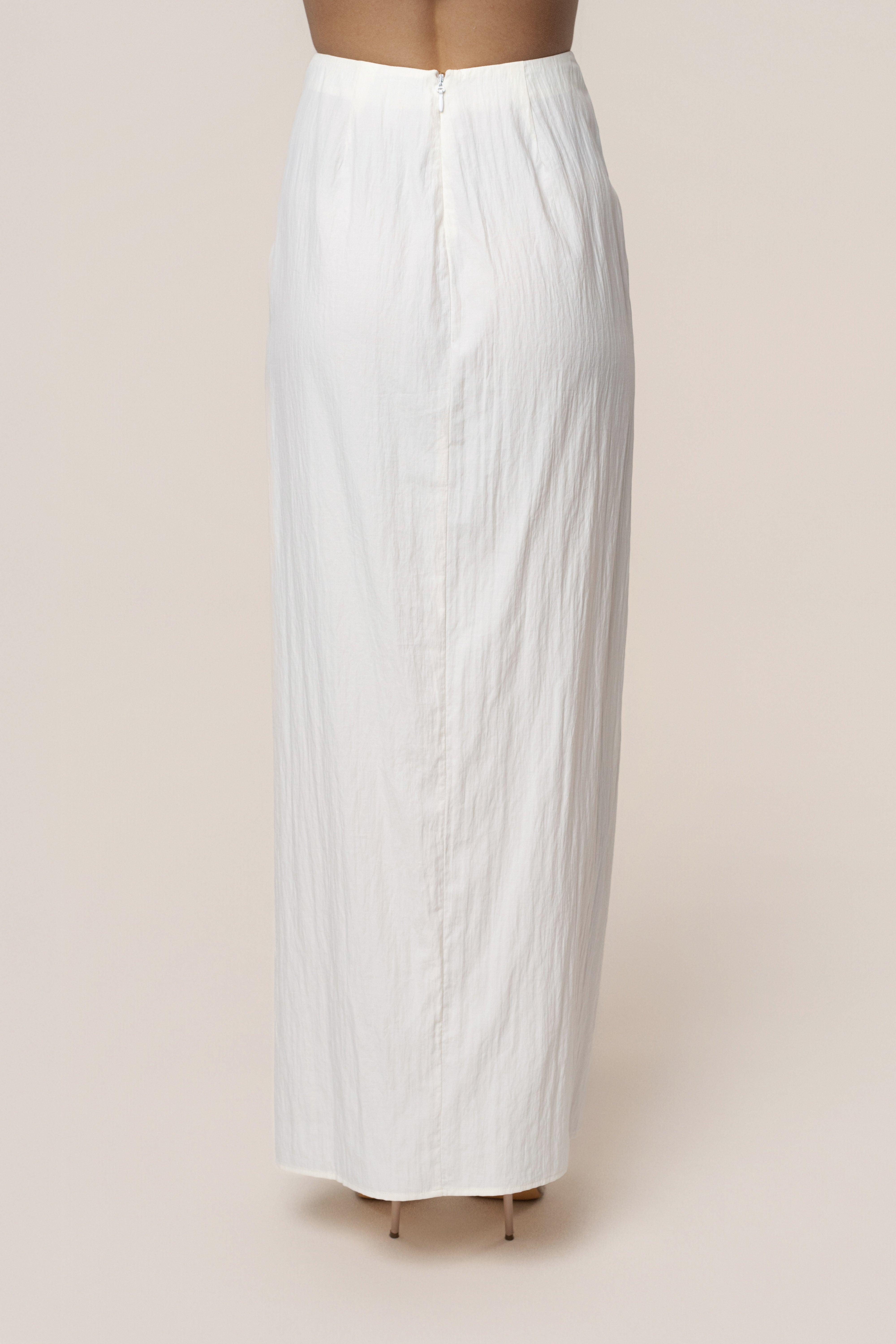 Ivory Flowing Elegance Maxi Skirt - JLUXLABEL