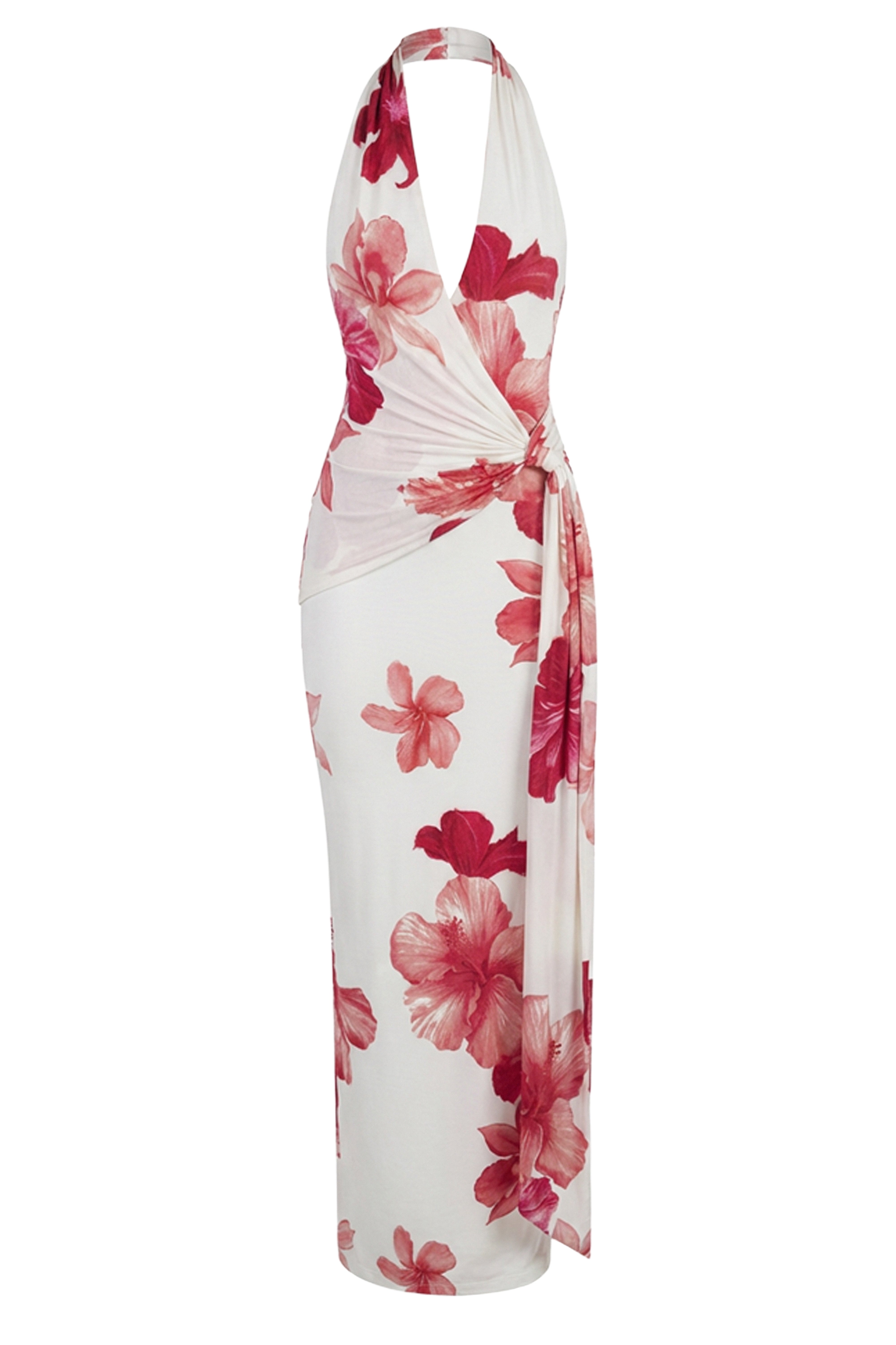 Red Floral Island Blossom Maxi Dress - JLUXLABEL