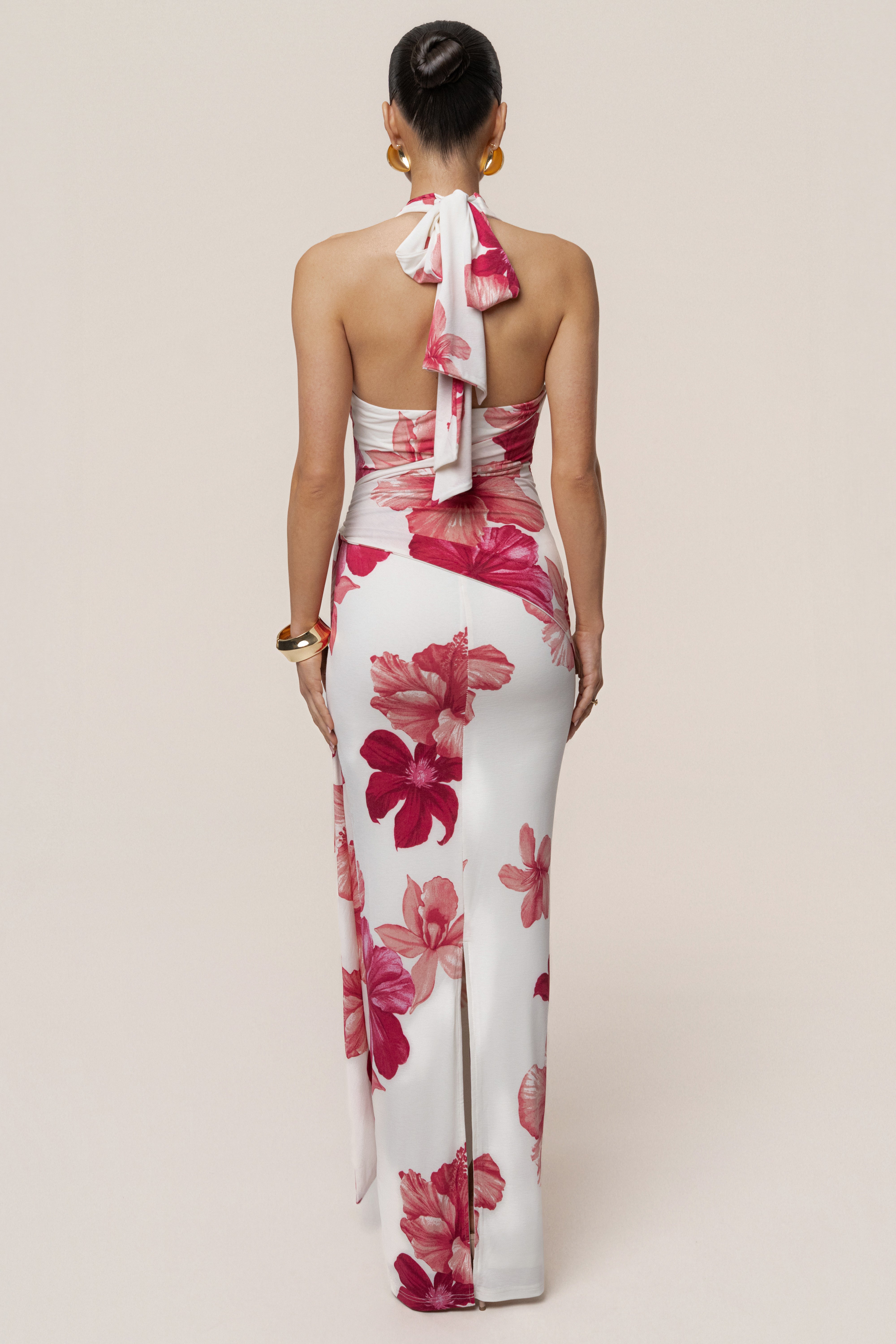 Red Floral Island Blossom Maxi Dress - JLUXLABEL