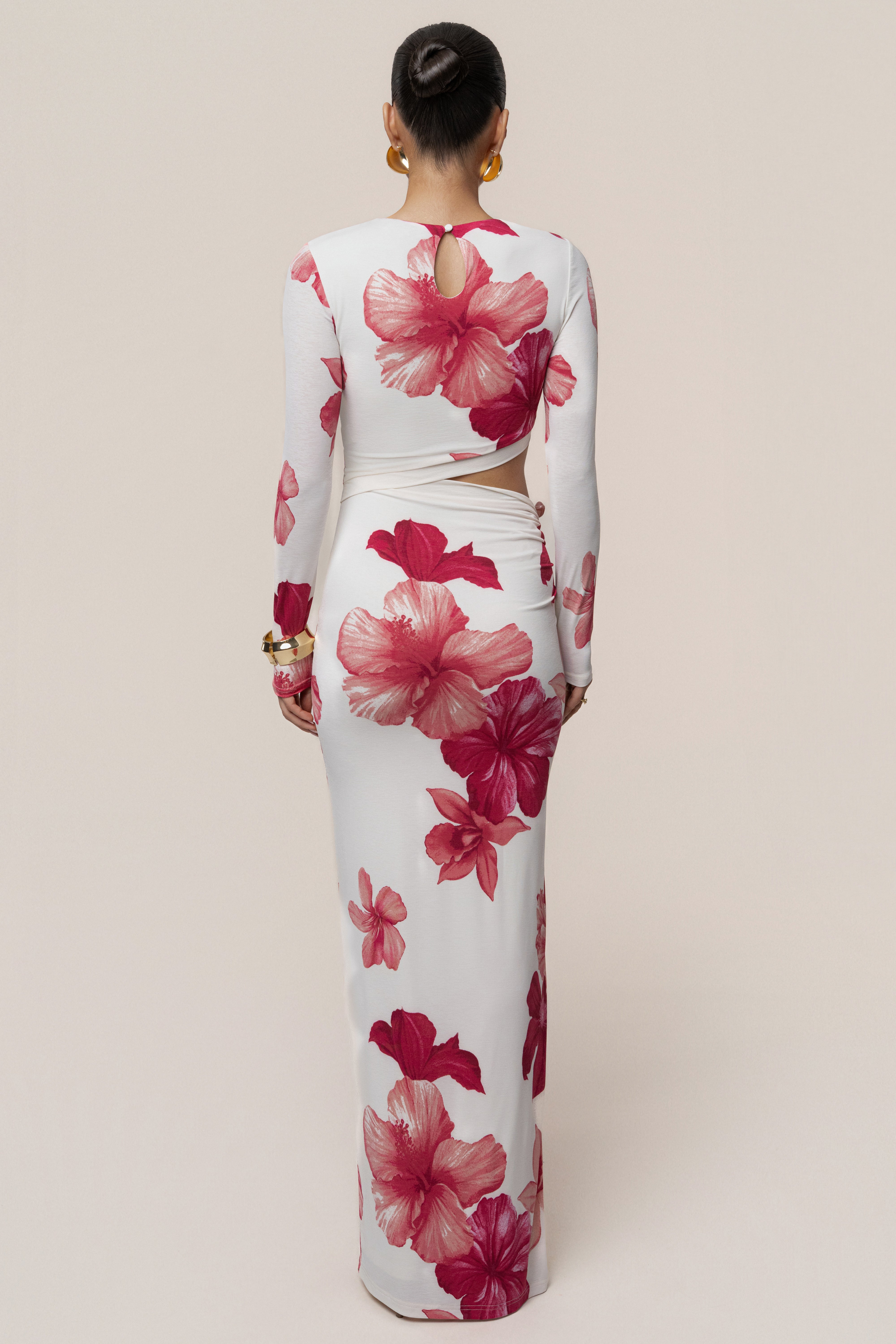 Red Floral Garden Oasis Maxi Dress - JLUXLABEL