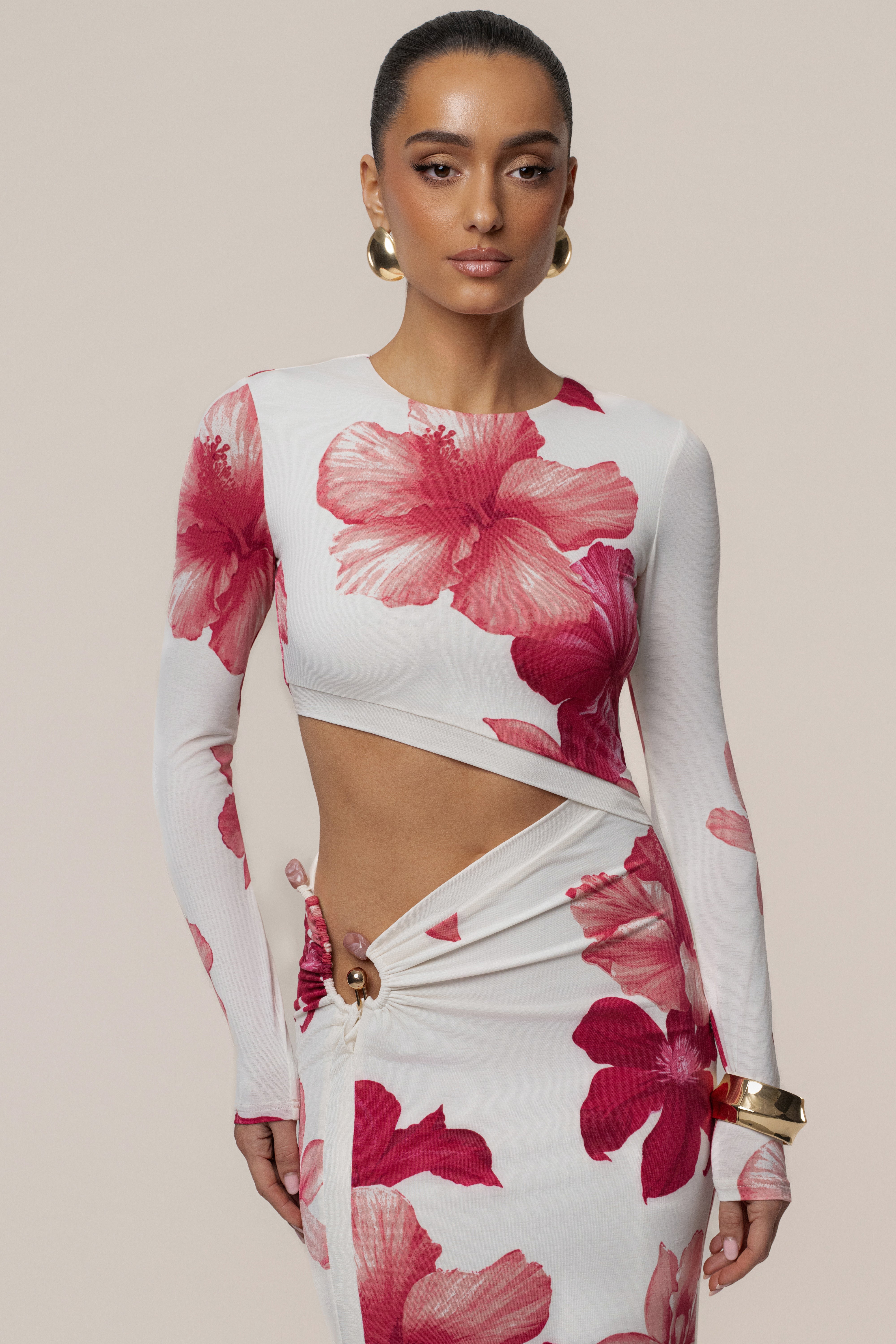 Red Floral Garden Oasis Maxi Dress - JLUXLABEL