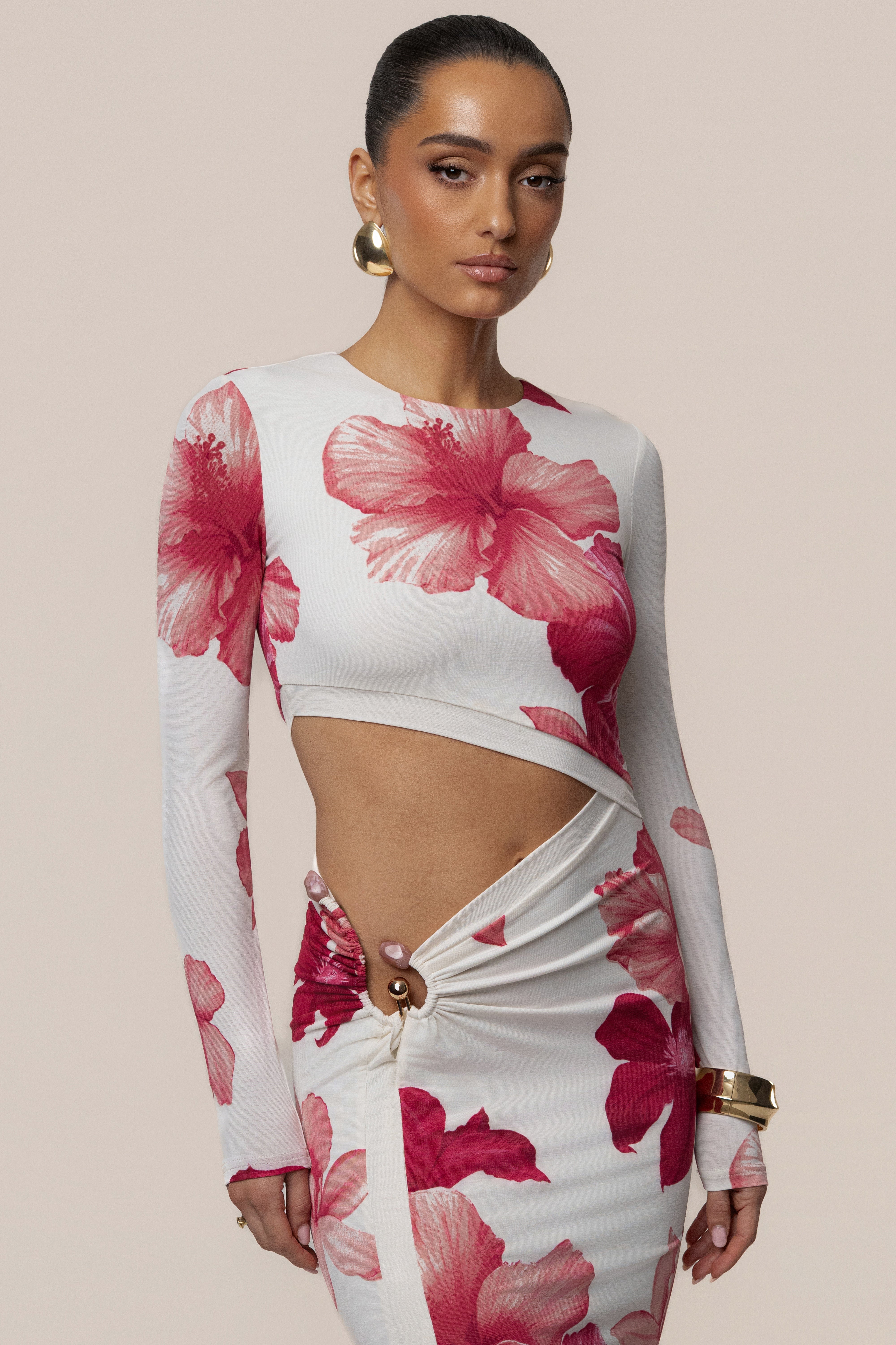 Red Floral Garden Oasis Maxi Dress - JLUXLABEL