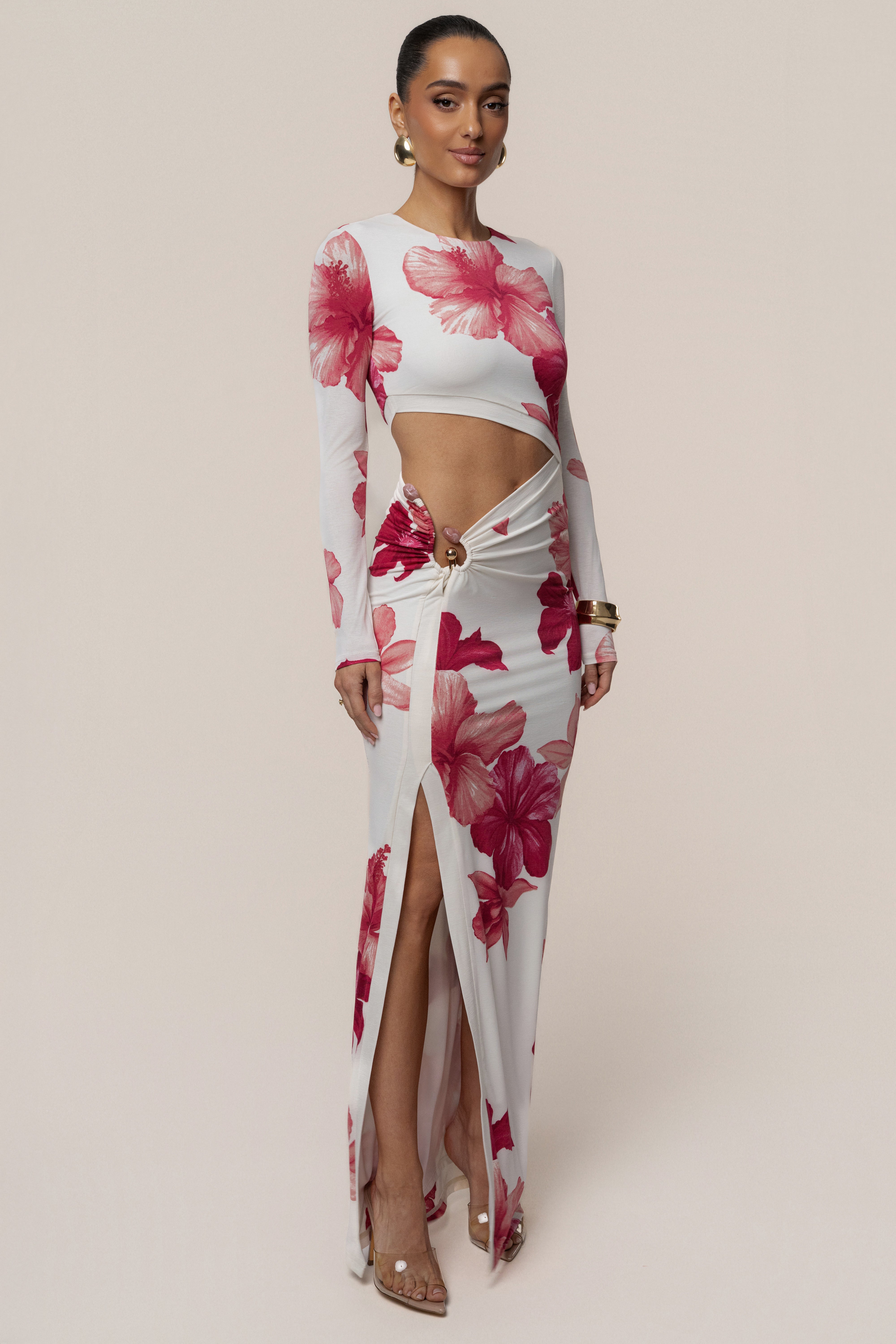 Red Floral Garden Oasis Maxi Dress - JLUXLABEL