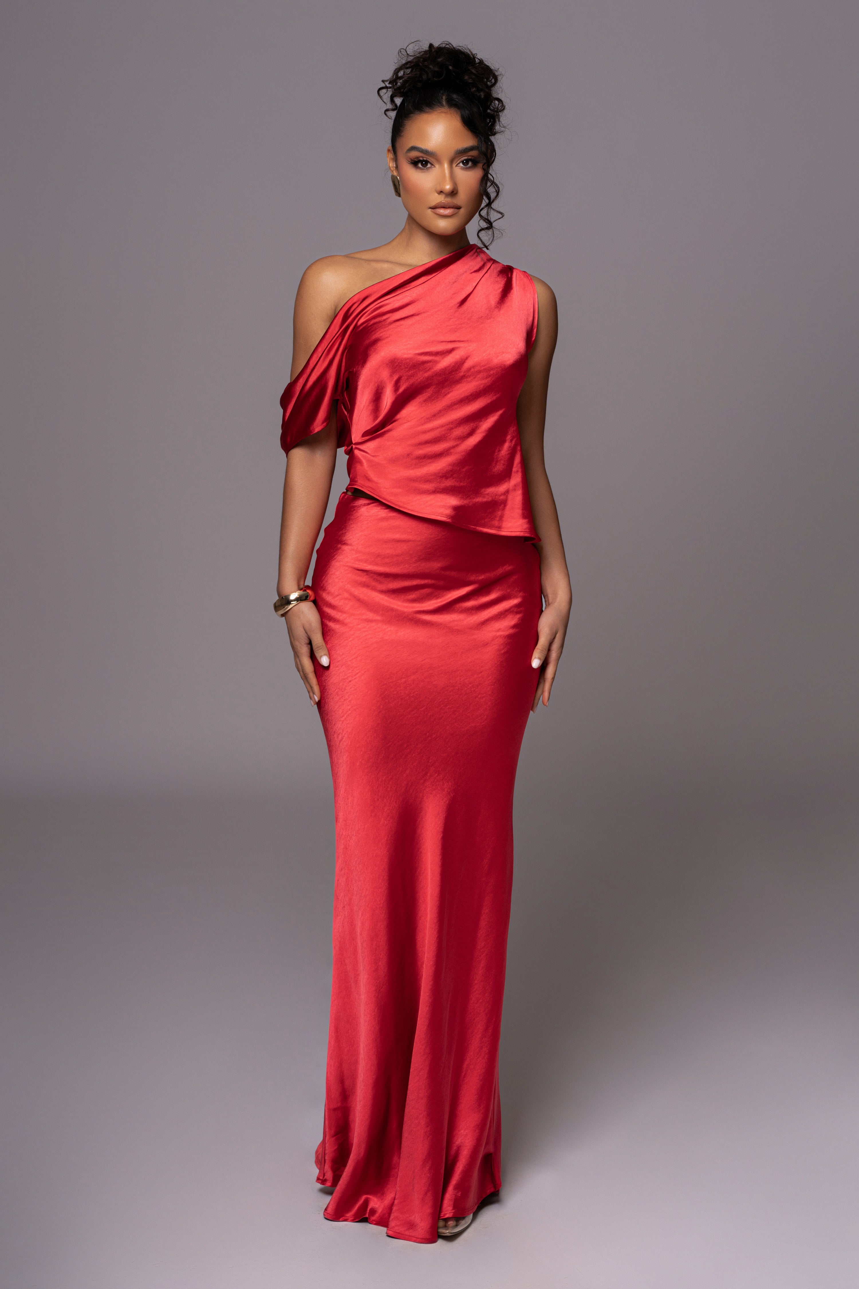 Red Rosi Asymmetrical Top - JLUXLABEL