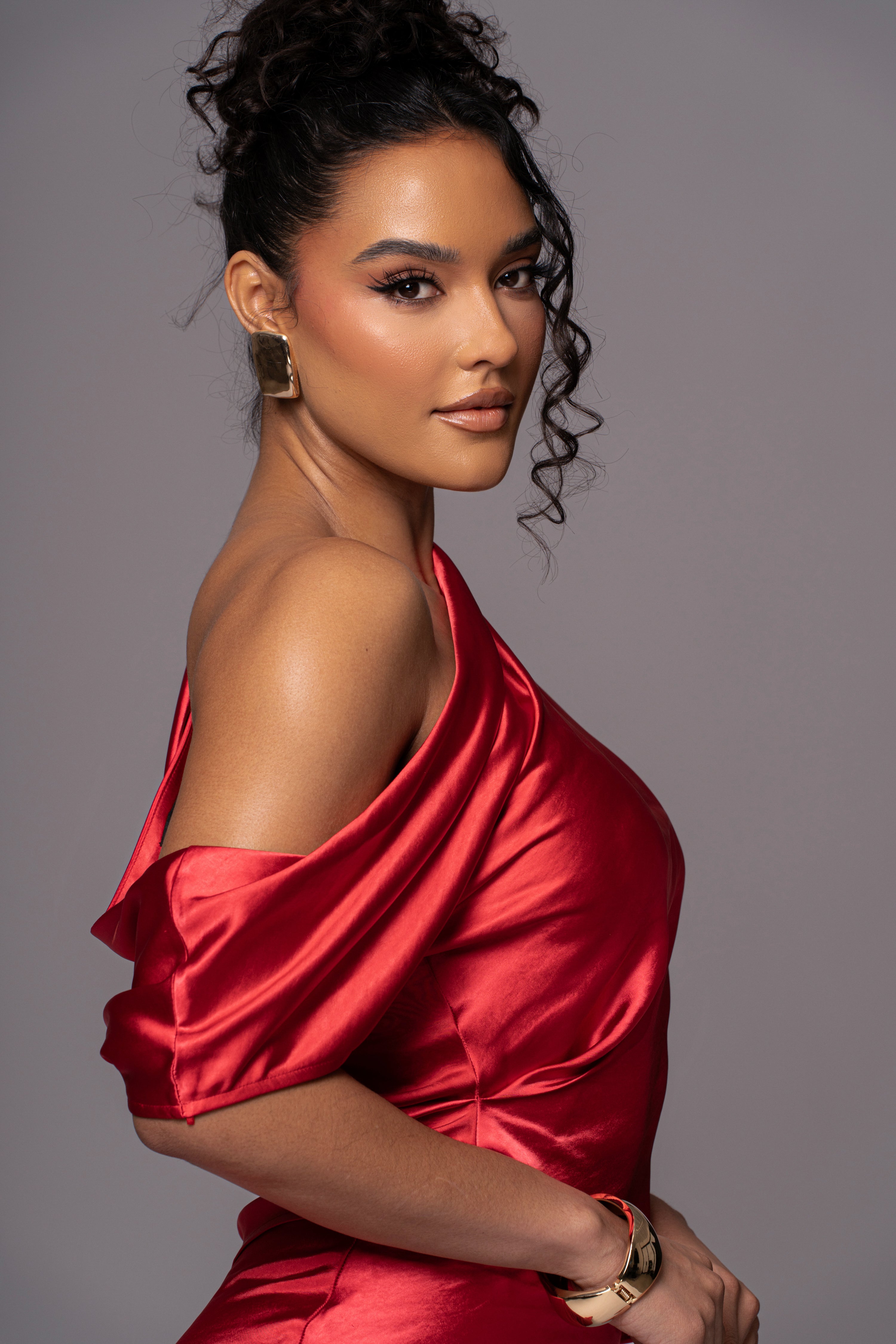 Red Rosi Asymmetrical Top - JLUXLABEL