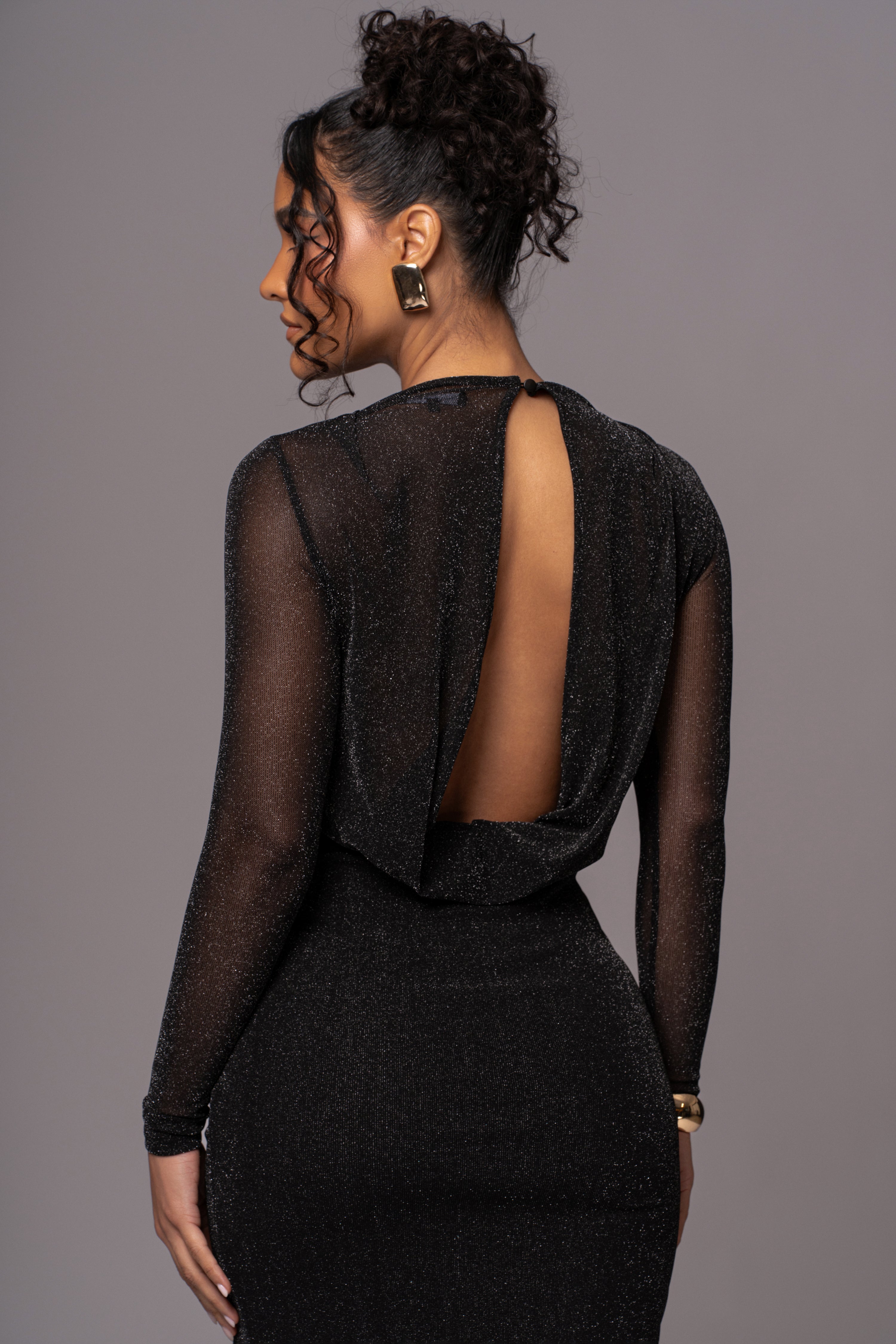 Black Araceli Gathered Maxi Dress - JLUXLABEL