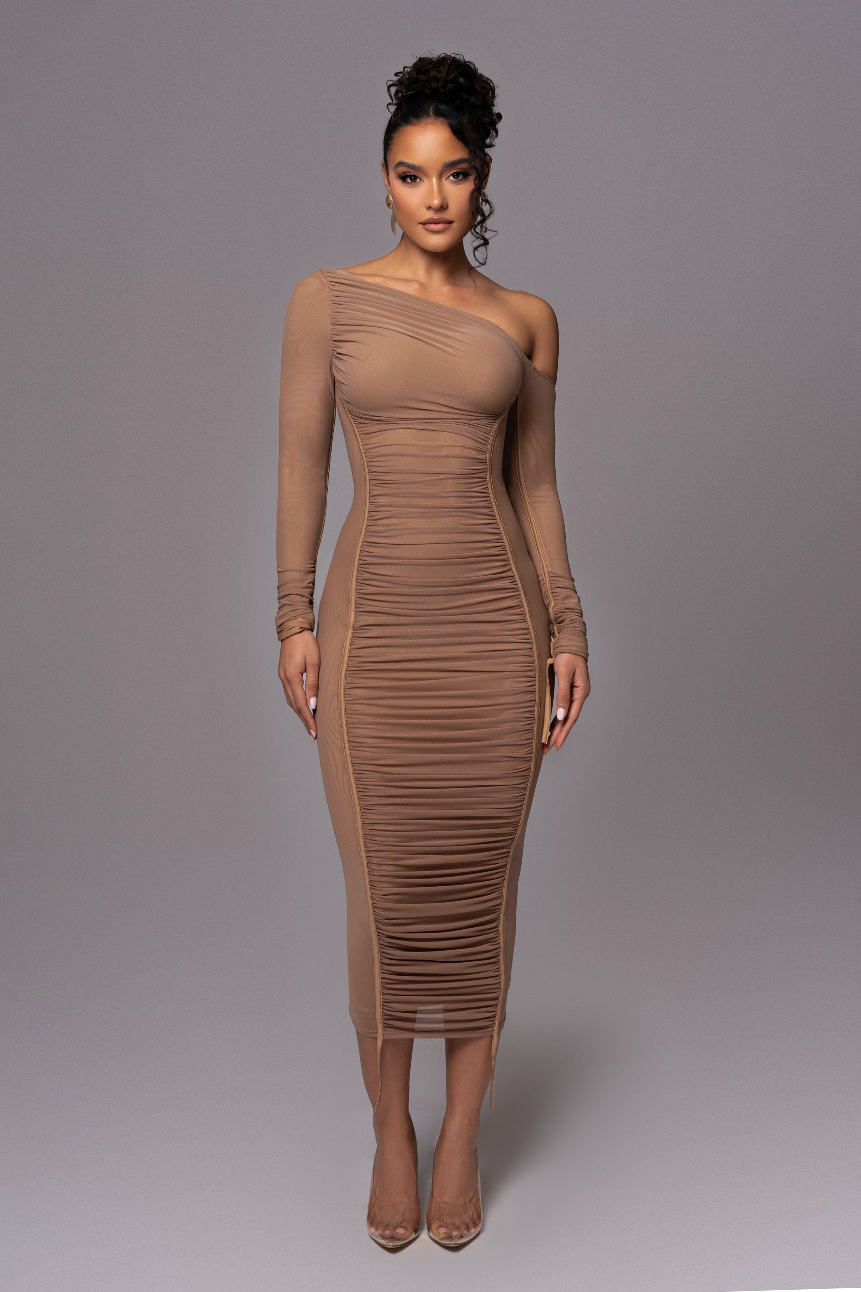 Beige Monika Midi Dress - JLUXLABEL