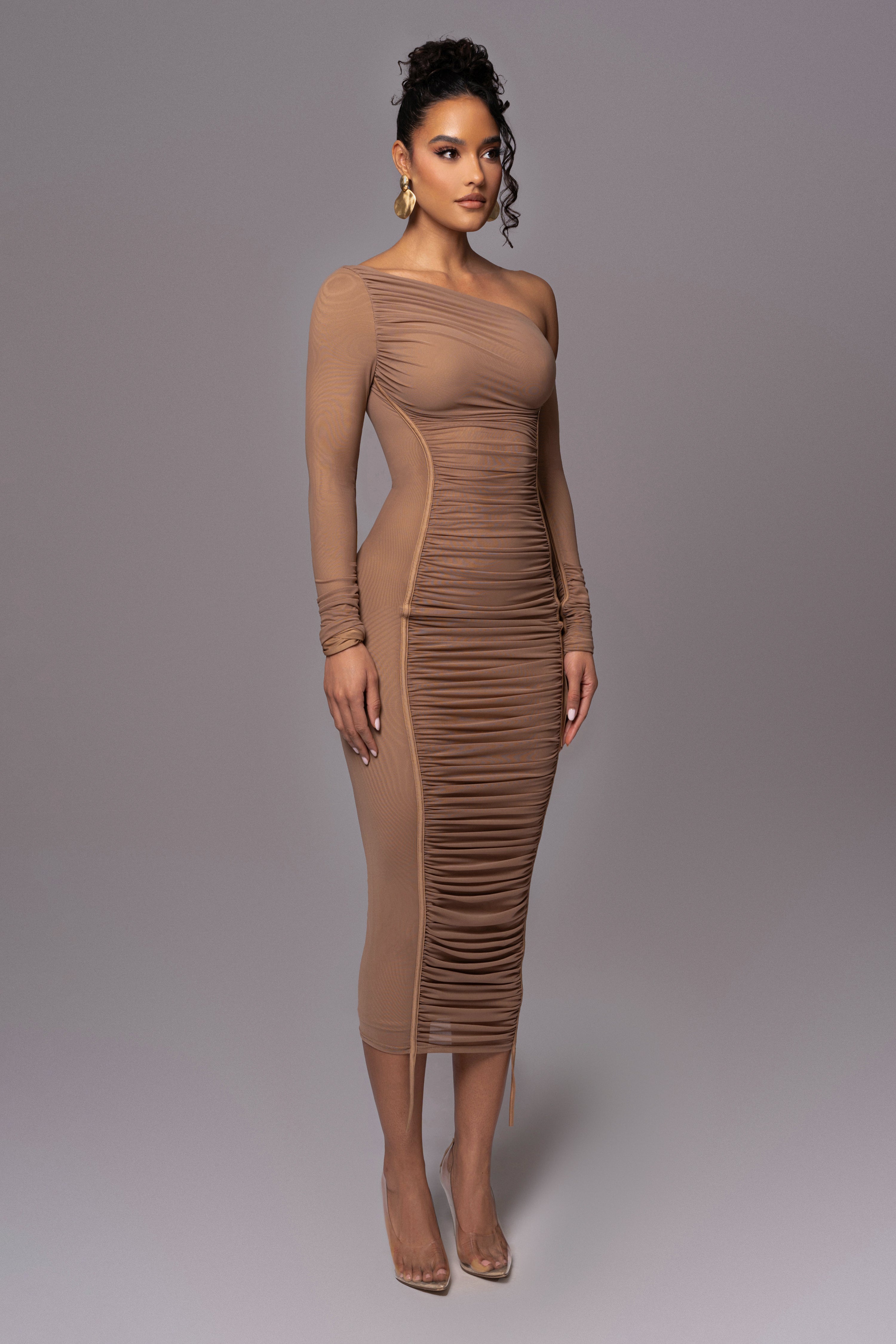 Beige Monika Midi Dress - JLUXLABEL
