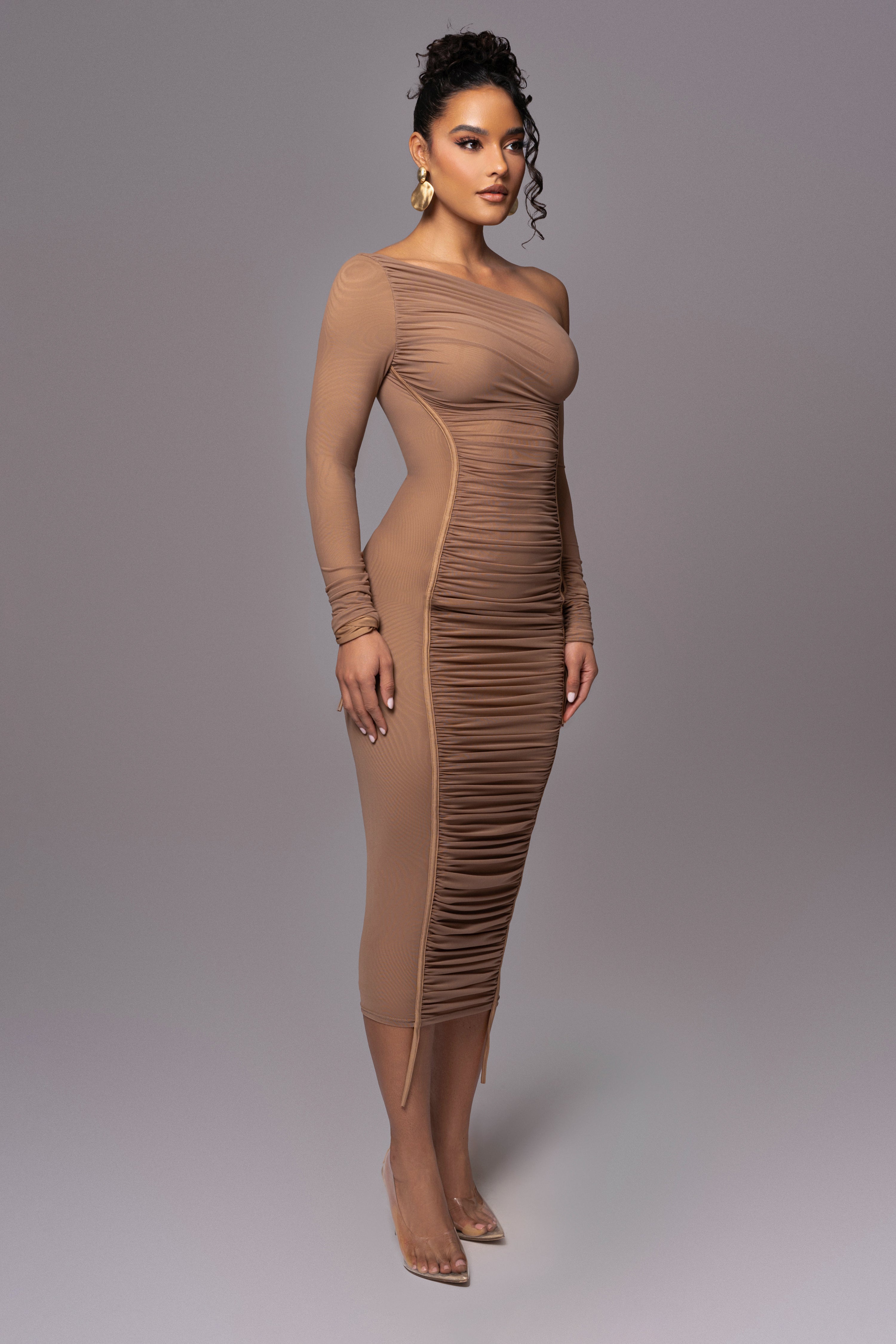 Beige Monika Midi Dress - JLUXLABEL