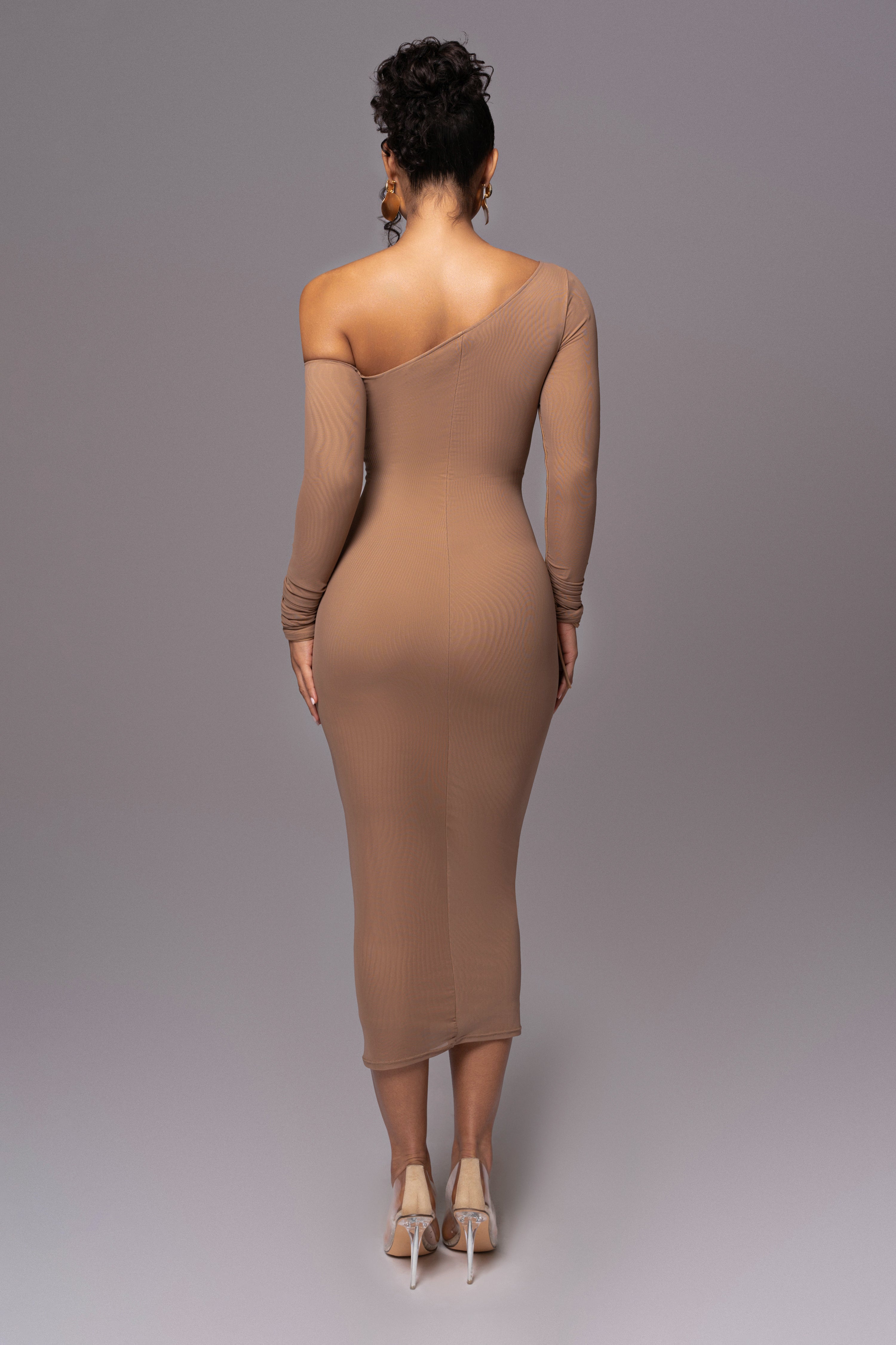 Beige Monika Midi Dress - JLUXLABEL