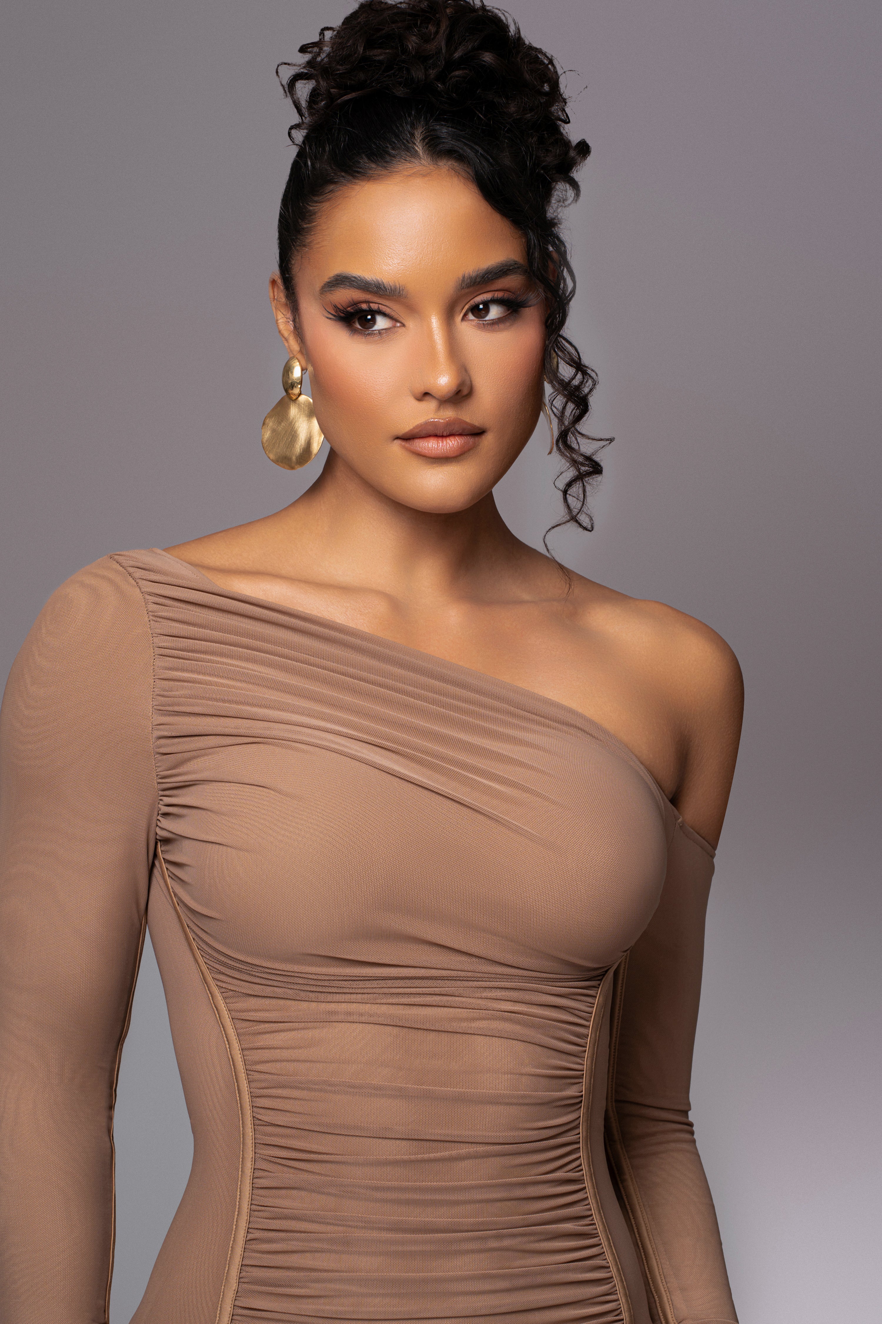 Beige Monika Midi Dress - JLUXLABEL