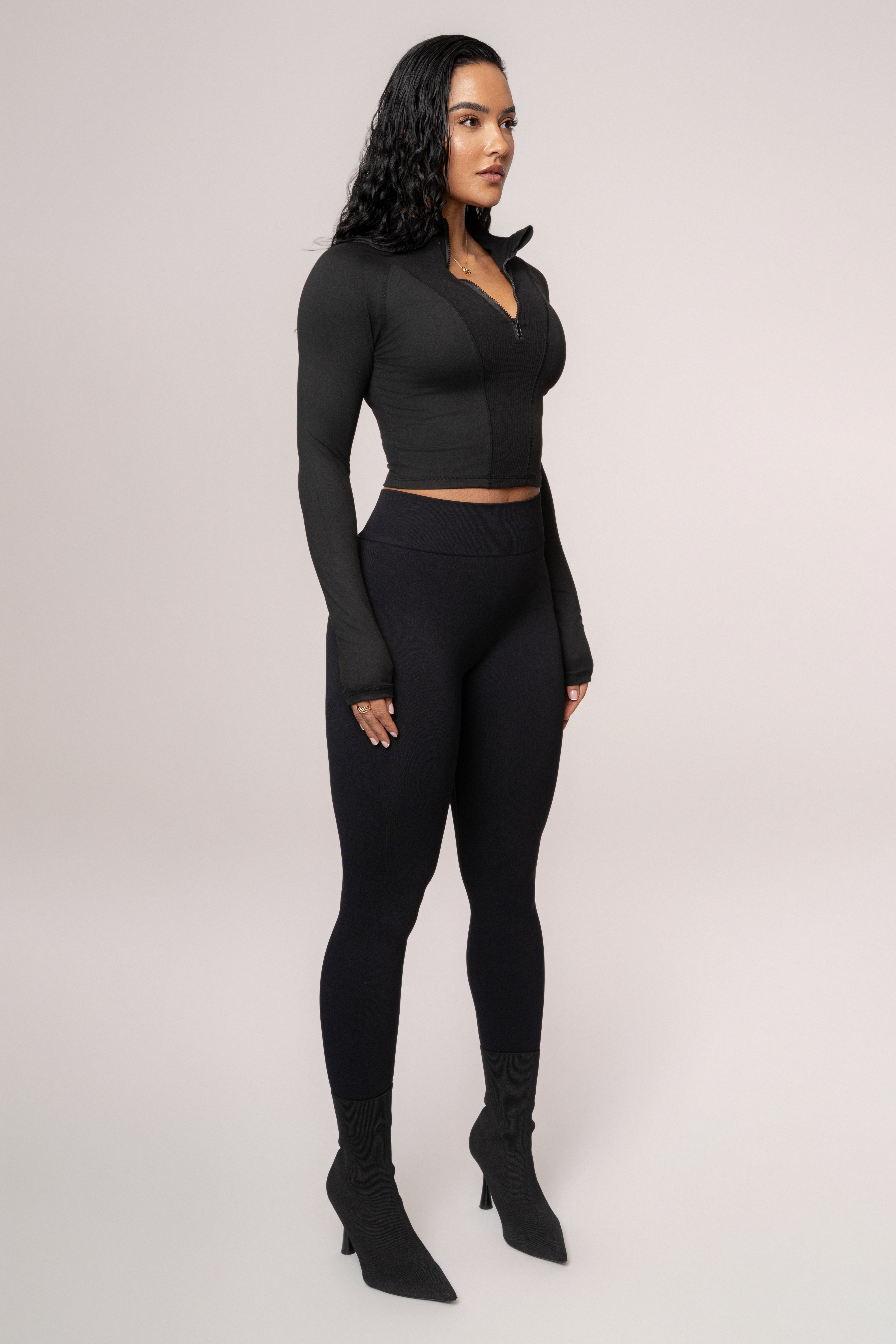 Black Balance High Rise Leggings - JLUXLABEL