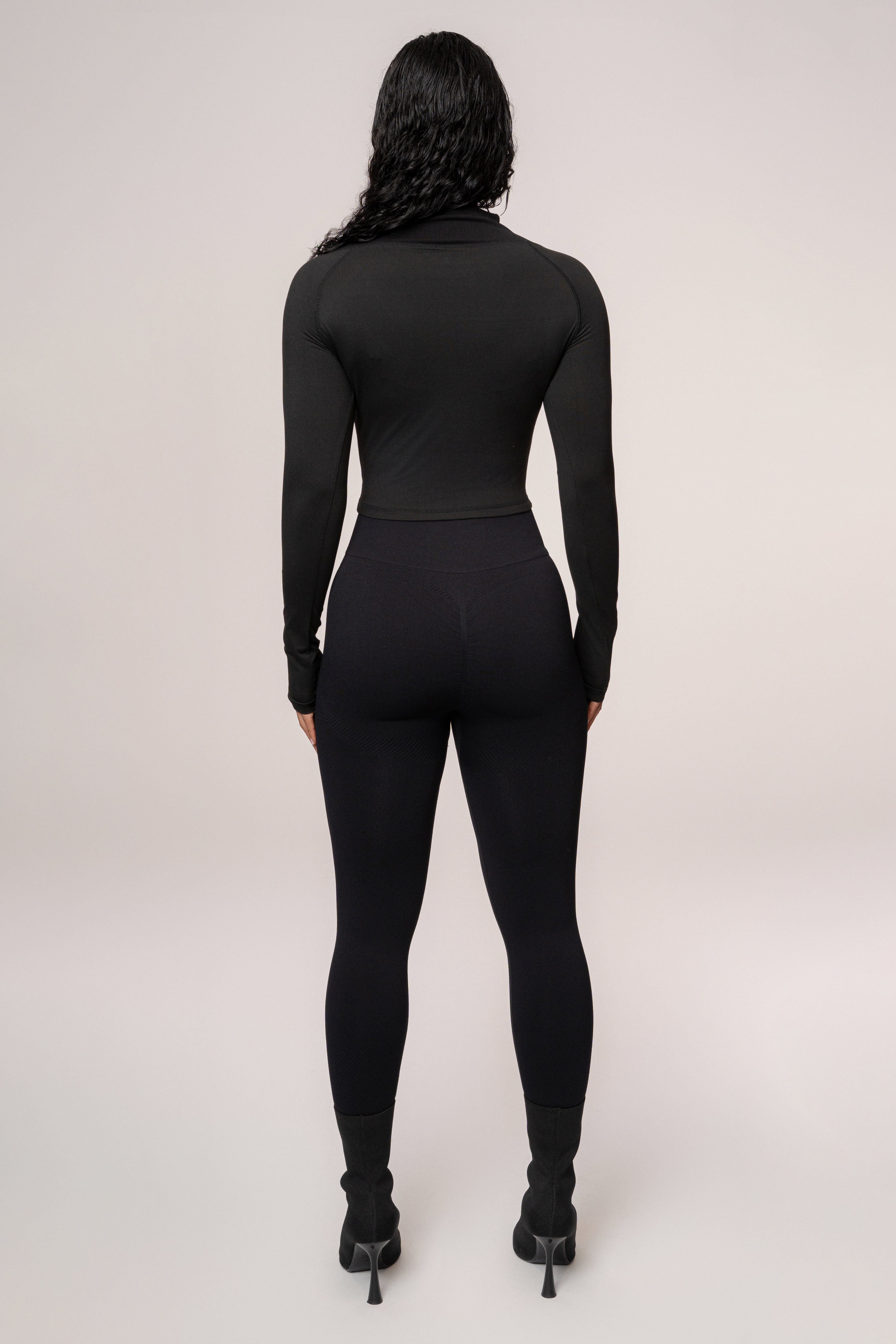 Black Balance High Rise Leggings - JLUXLABEL