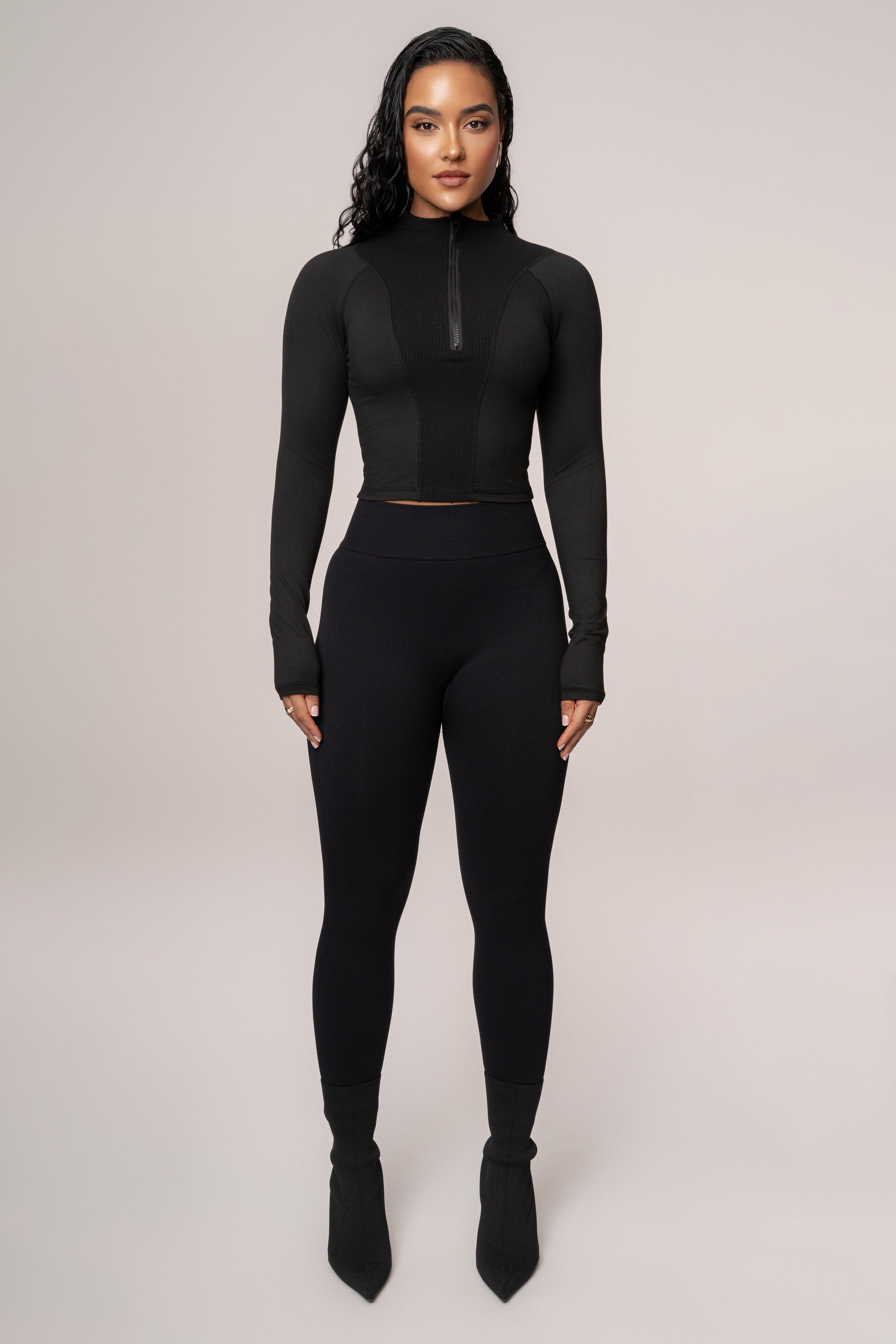 Black Momentum Ribbed Top - JLUXLABEL