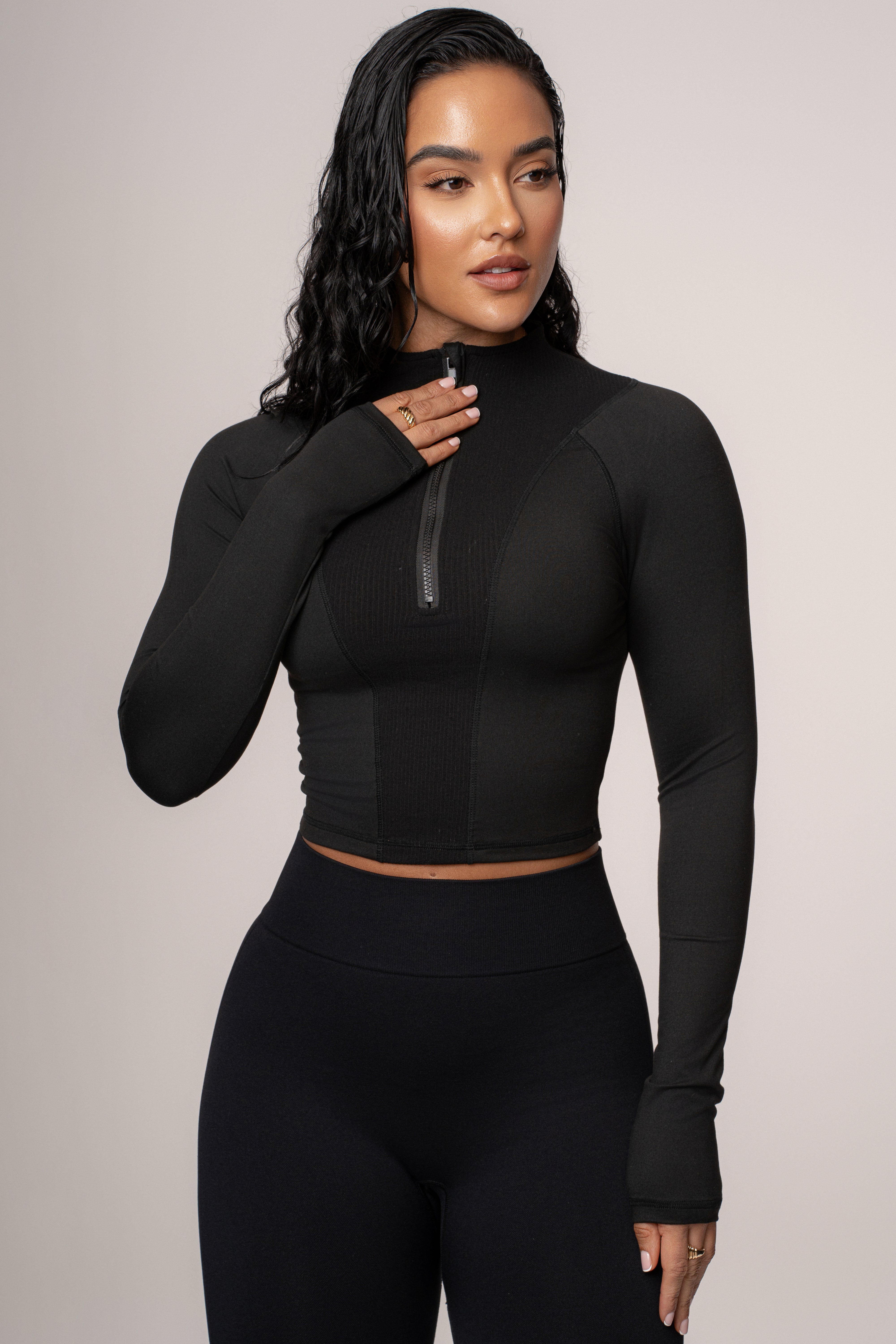 Black Momentum Ribbed Top - JLUXLABEL