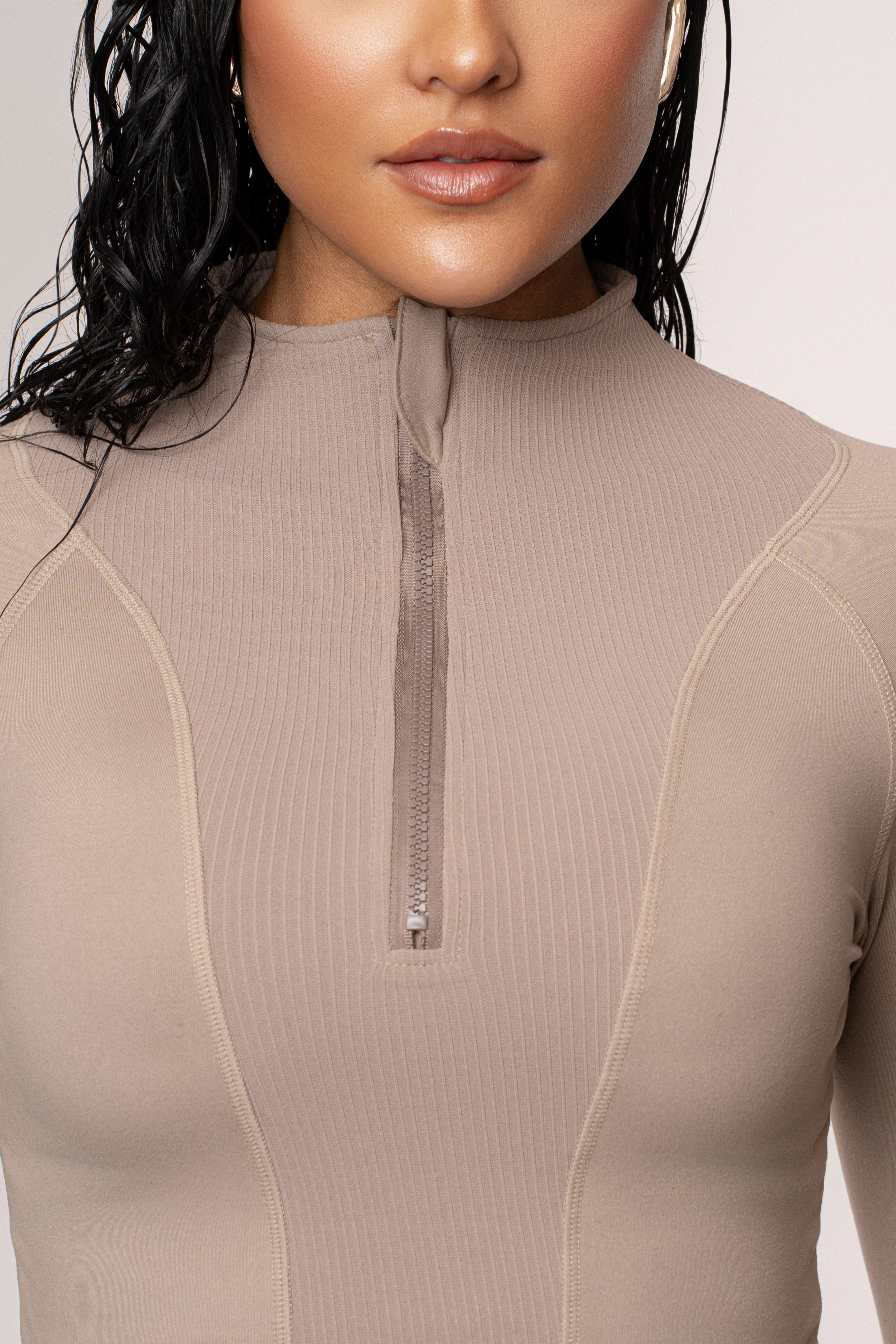 Beige Momentum Ribbed Top - JLUXLABEL