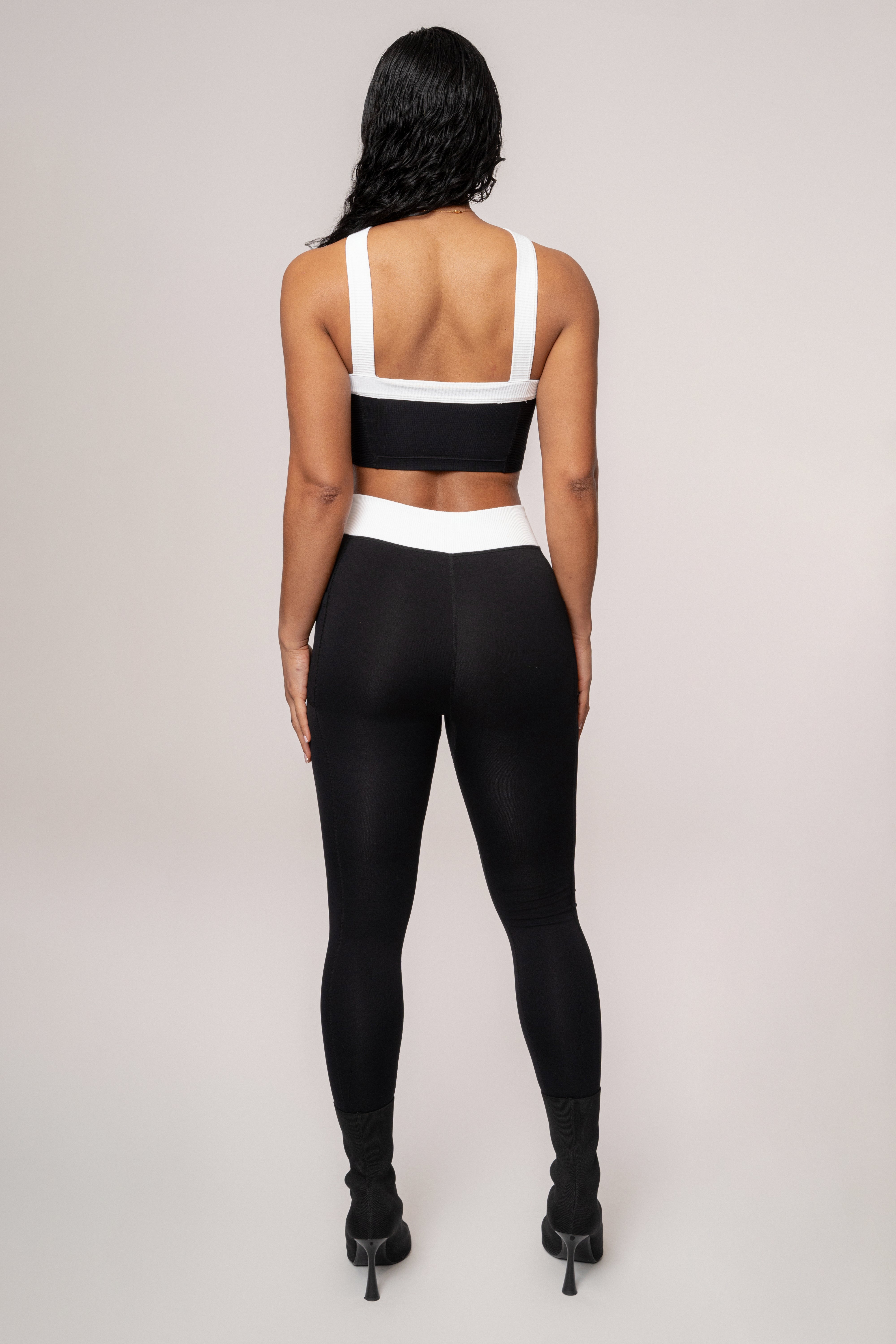 Black/White Ultimate Ribbed Halter Top - JLUXLABEL