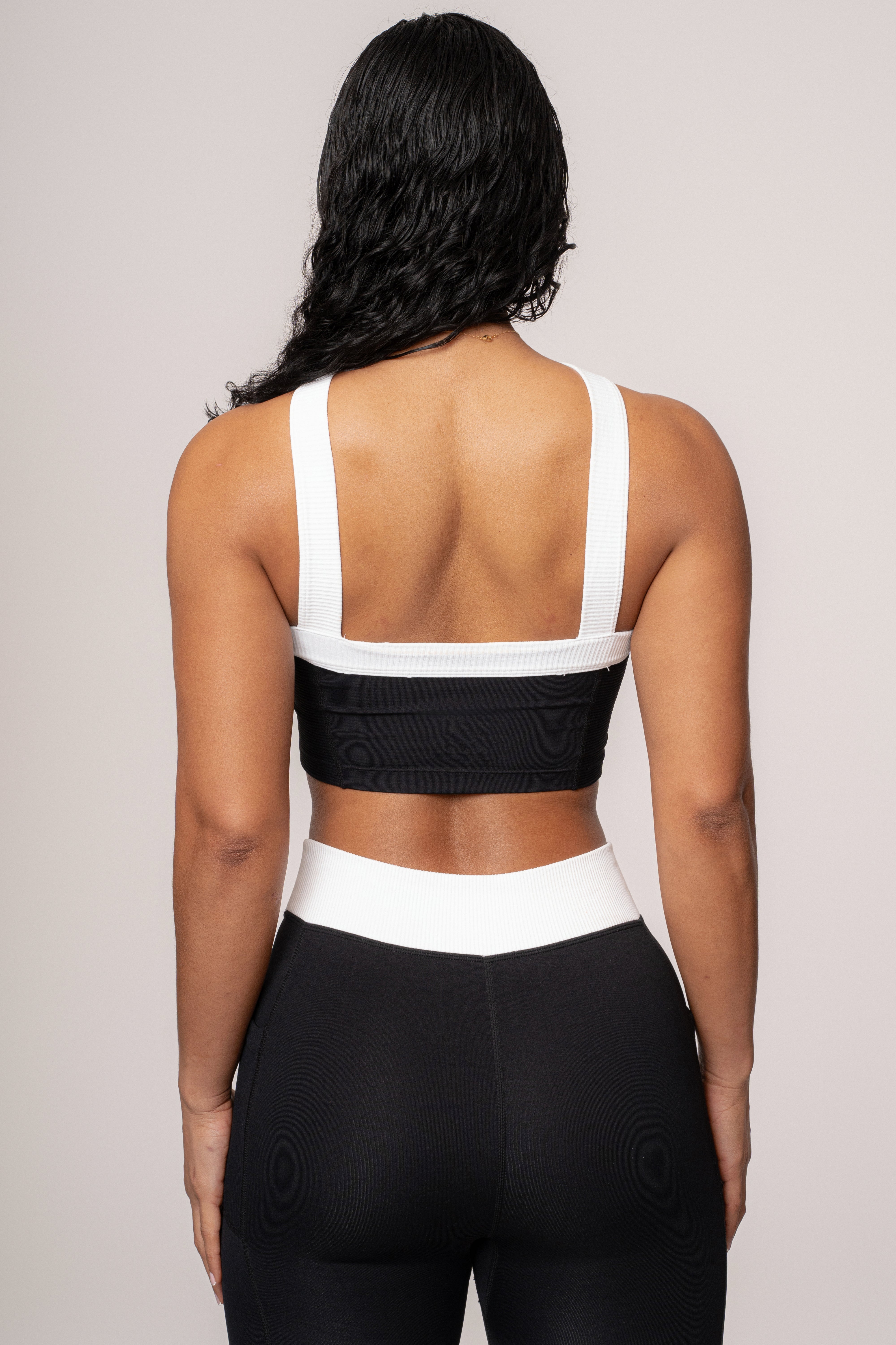 Black/White Ultimate Ribbed Halter Top - JLUXLABEL