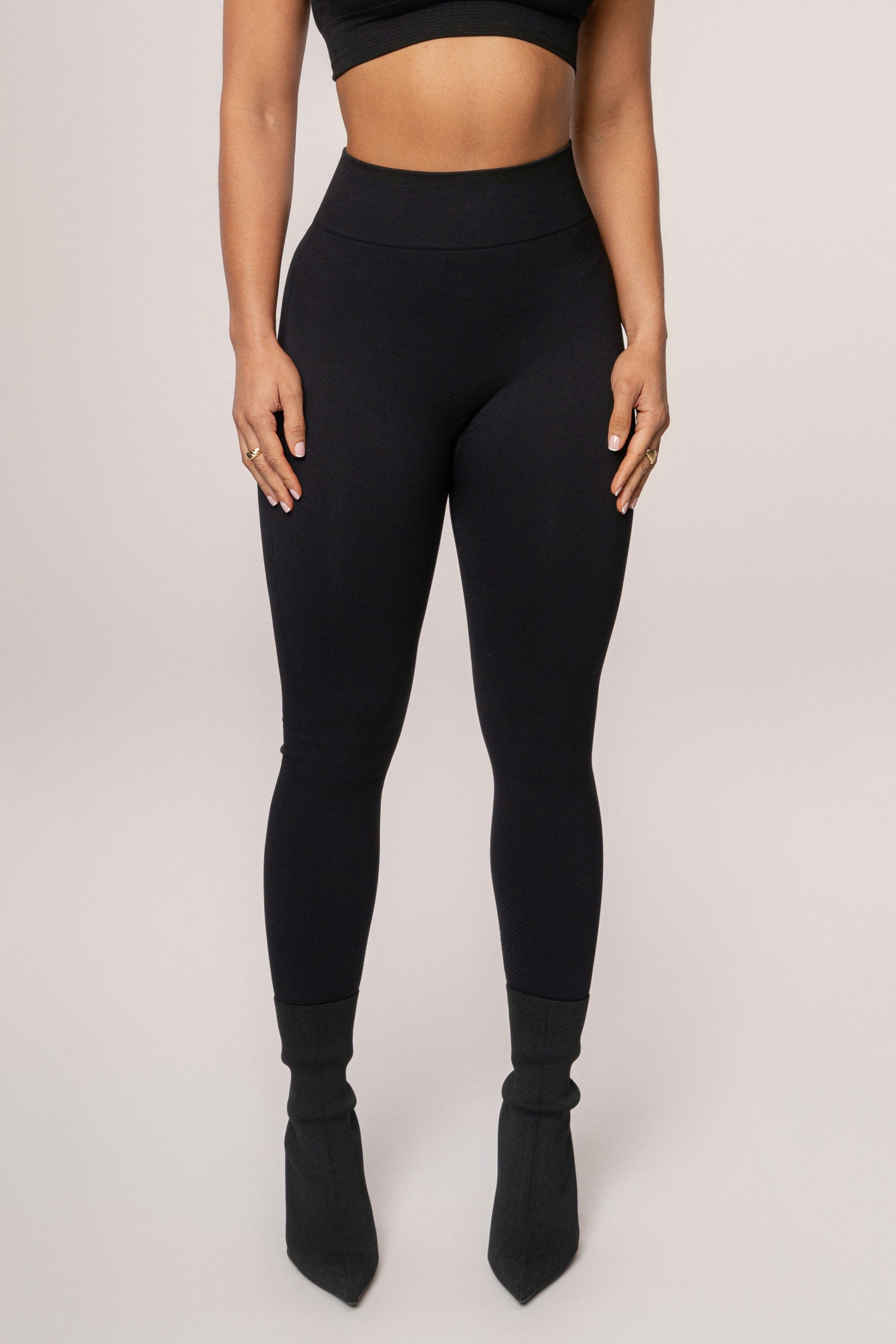 Black Balance High Rise Leggings - JLUXLABEL