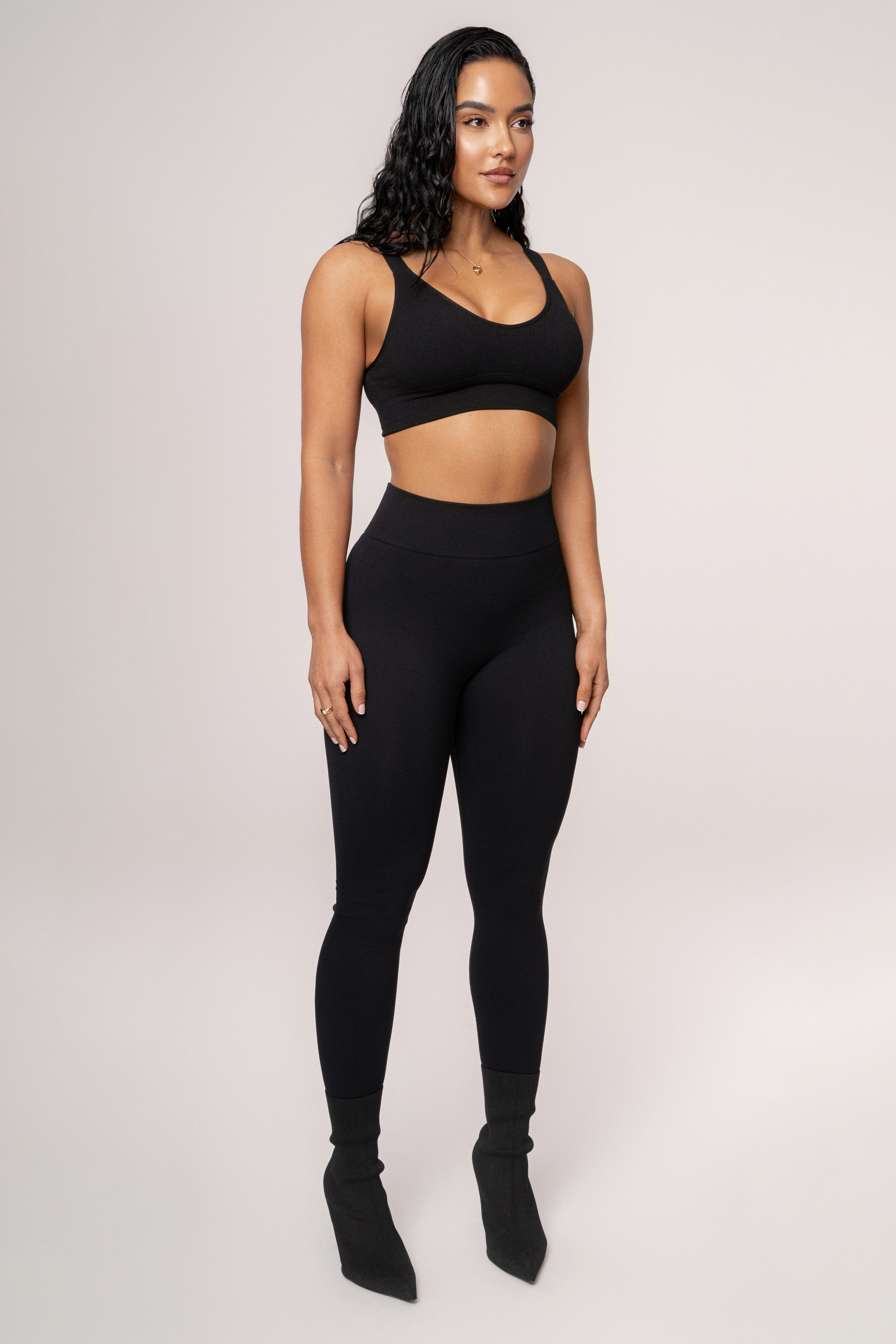 Black Balance High Rise Leggings - JLUXLABEL