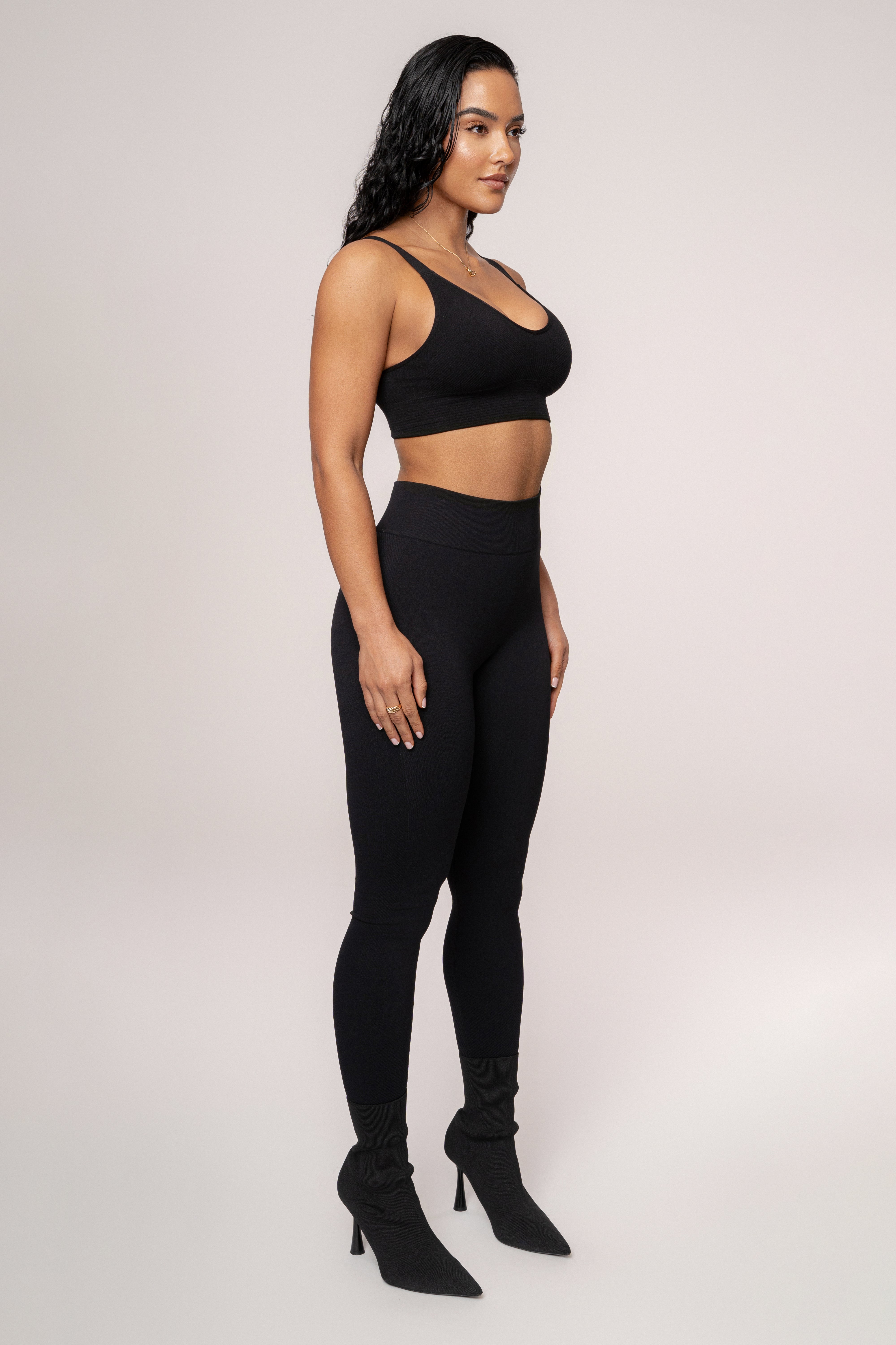 Black Balance High Rise Leggings - JLUXLABEL