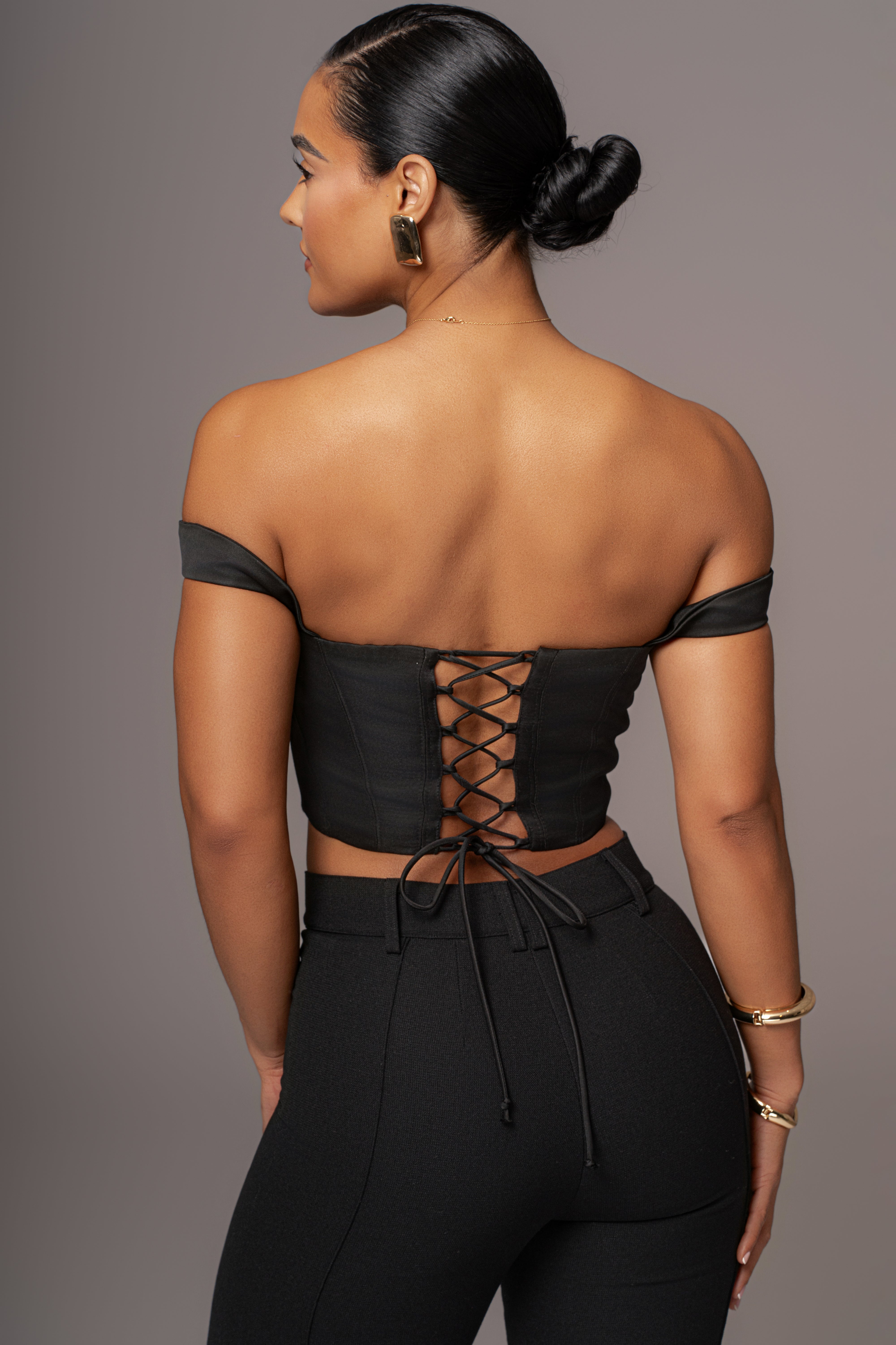 Black Nickie Lace Back Top - JLUXLABEL