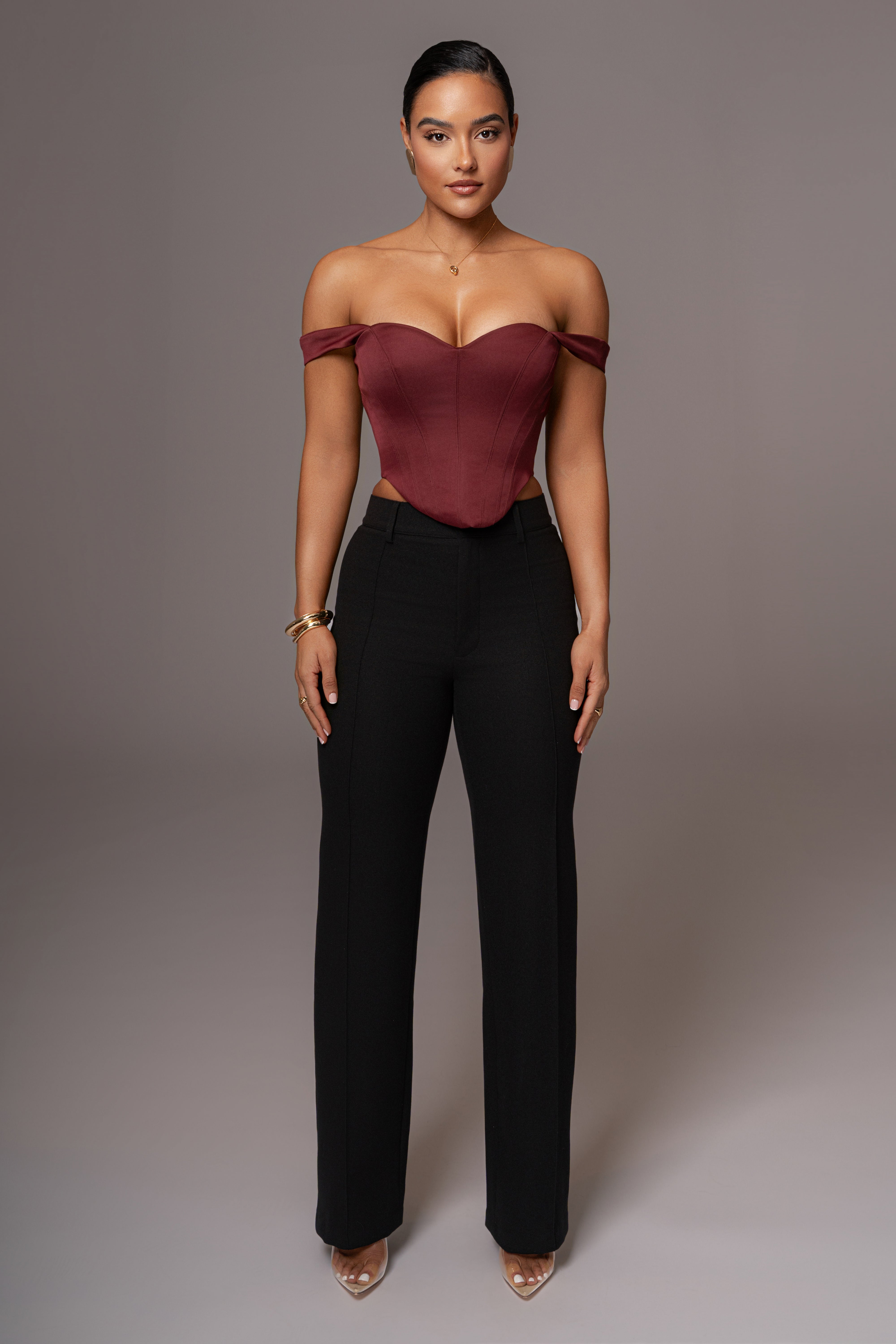 Burgundy Nickie Lace Back Top - JLUXLABEL