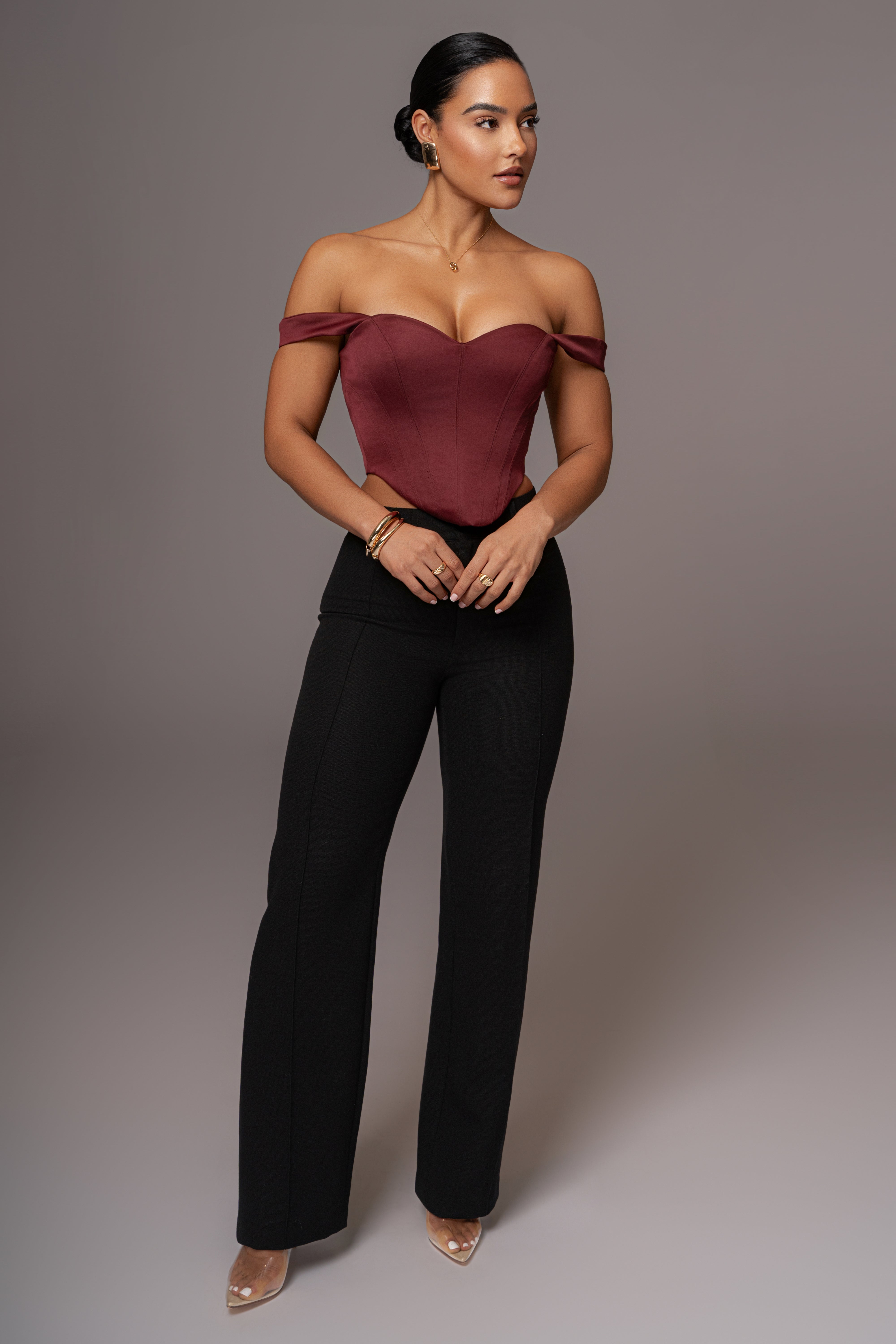 Burgundy Nickie Lace Back Top - JLUXLABEL