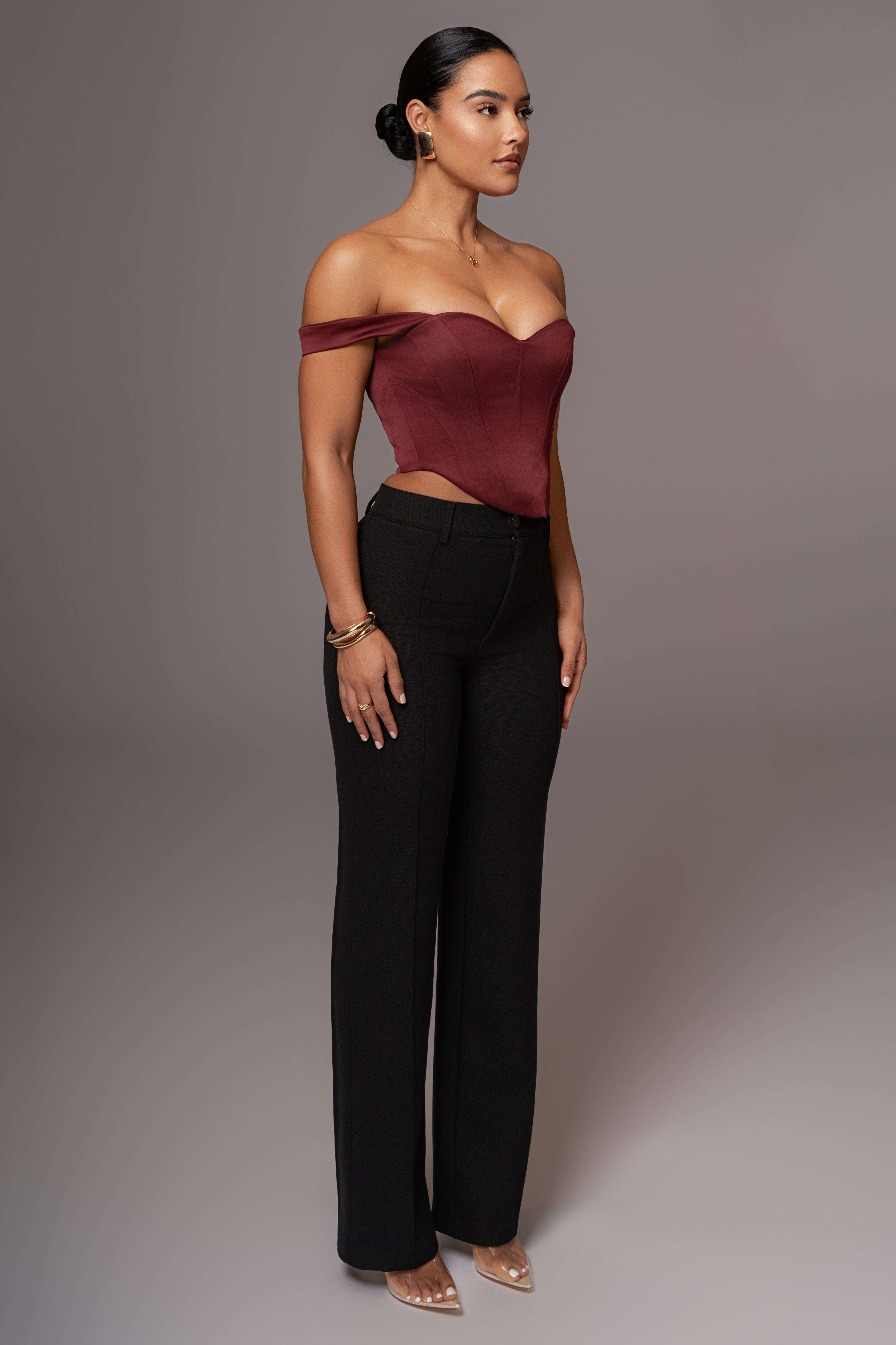 Burgundy Nickie Lace Back Top - JLUXLABEL