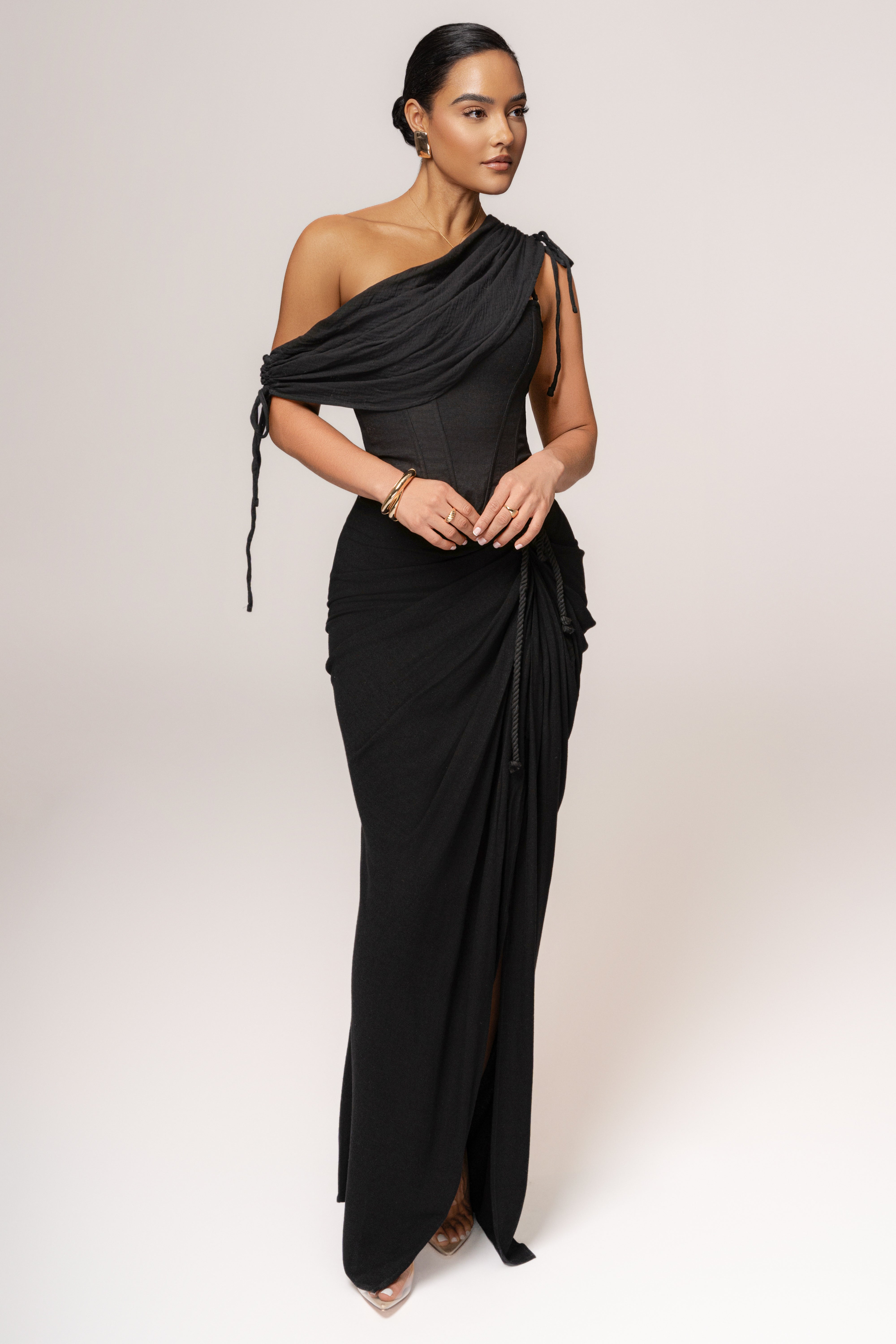 Black New Obsession Draped Top - JLUXLABEL