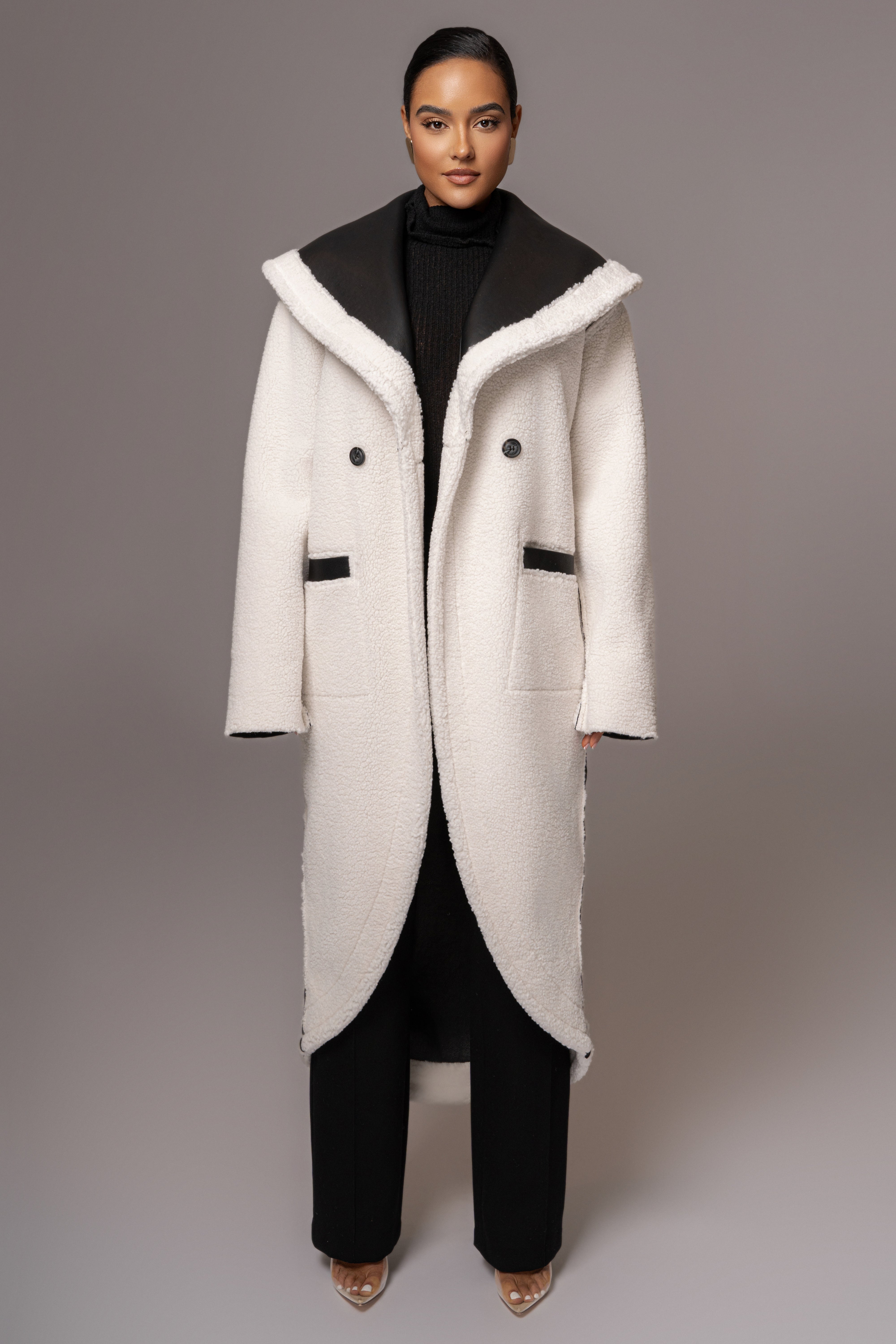 Black Jaida Reversible Teddy Coat - JLUXLABEL