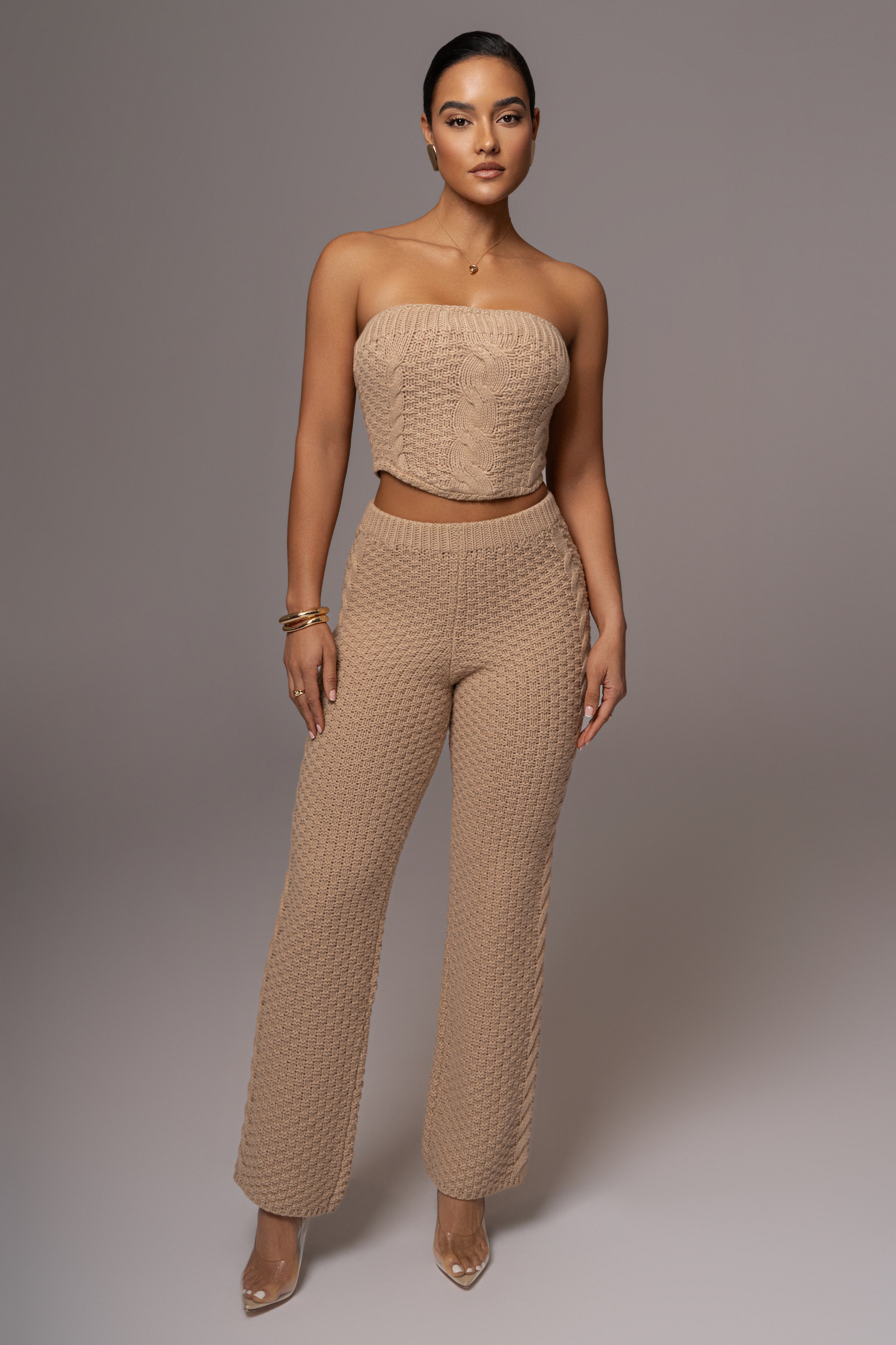 Beige Carmela Cable Knit Top - JLUXLABEL