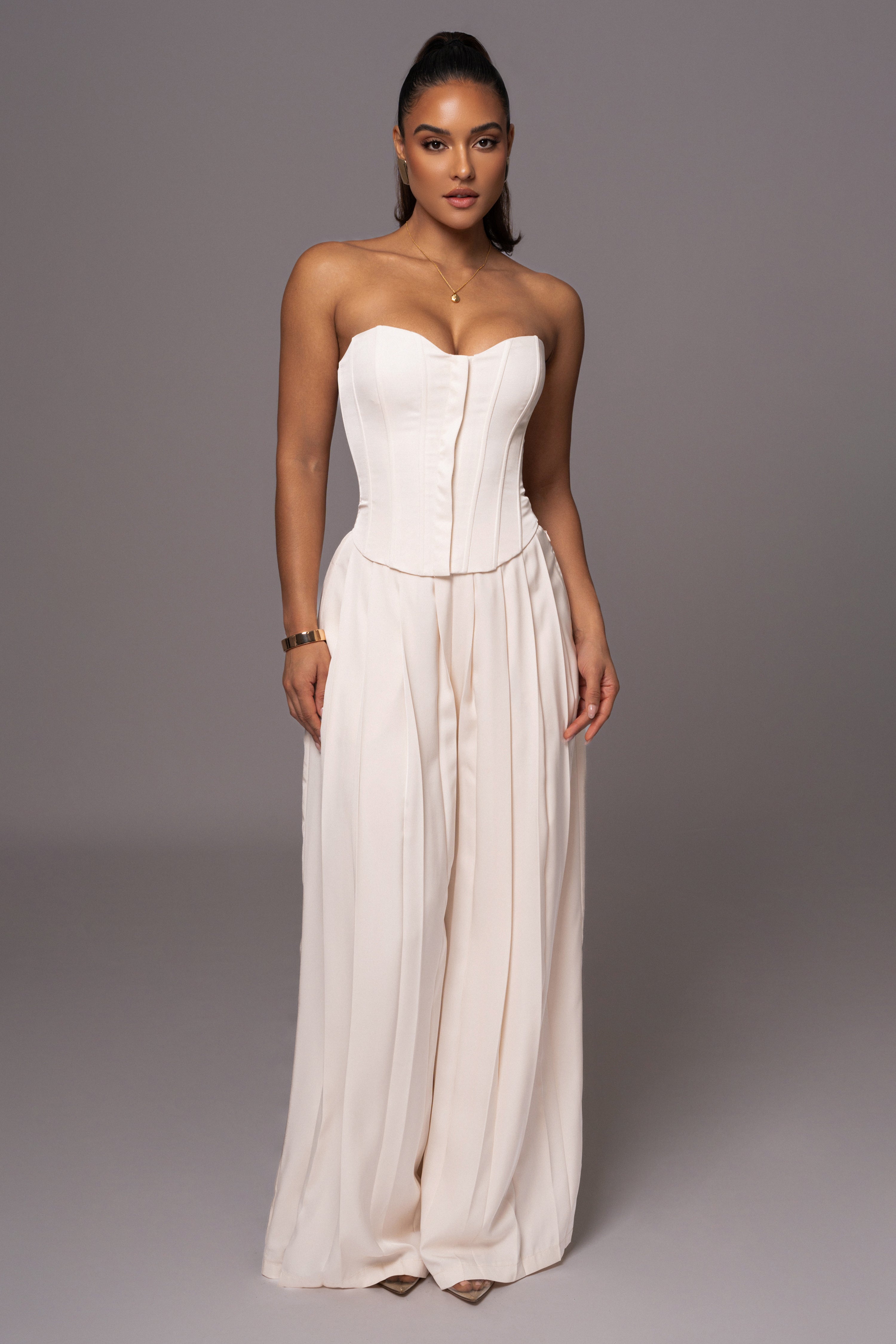 Buttercream Viv Satin Bustier Top - JLUXLABEL