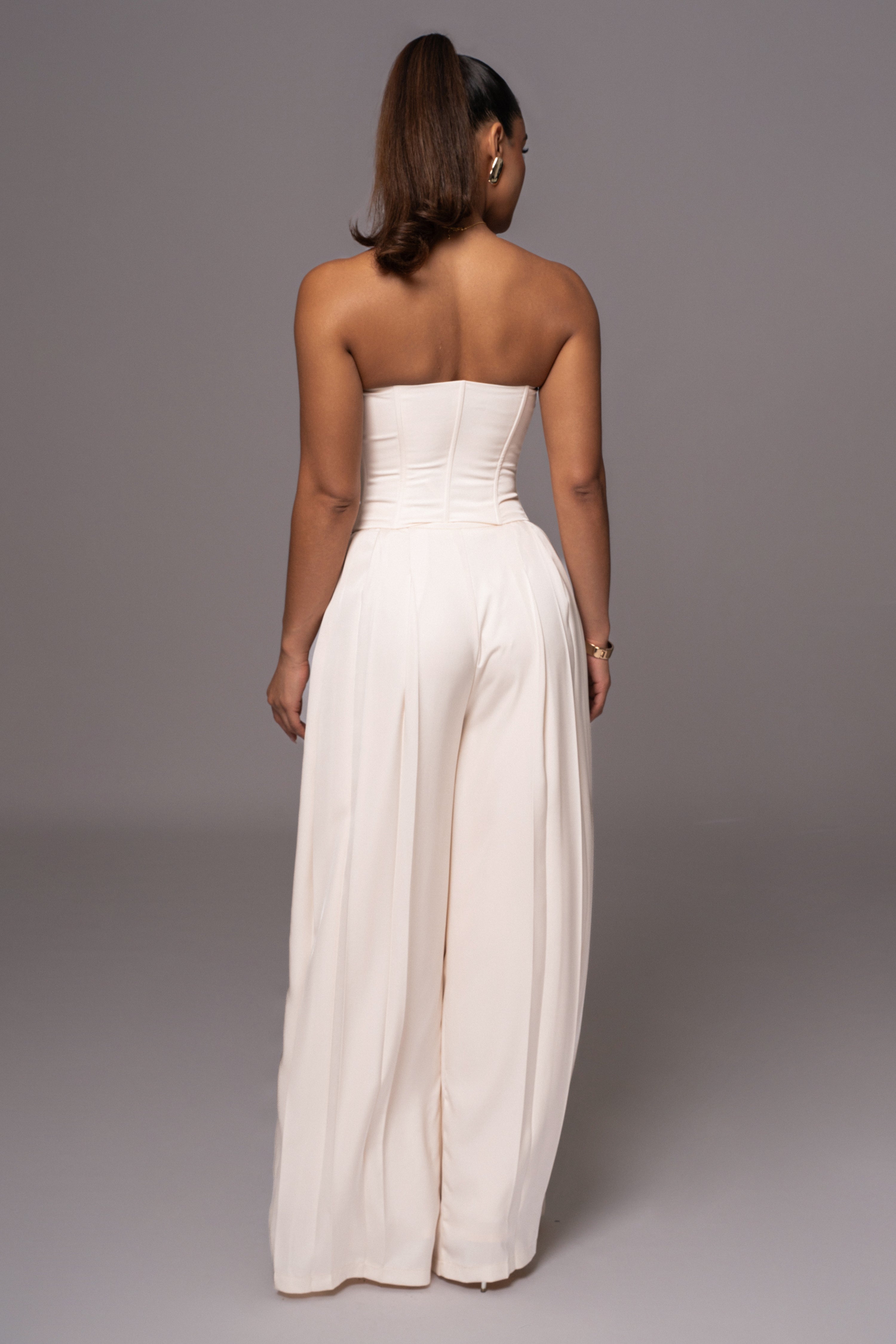 Buttercream Clara Wide Leg Pleated Trousers - JLUXLABEL