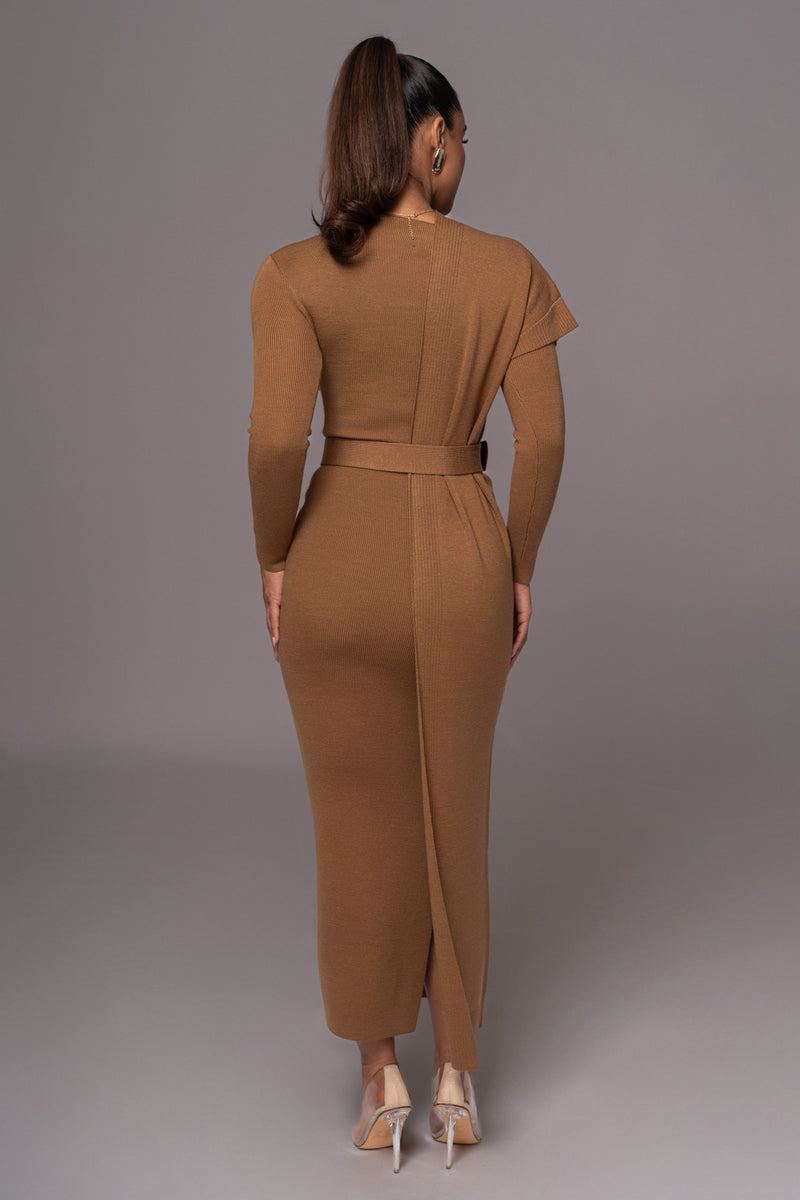 Camel Meant To Be Knit Maxi Dress - JLUXLABEL