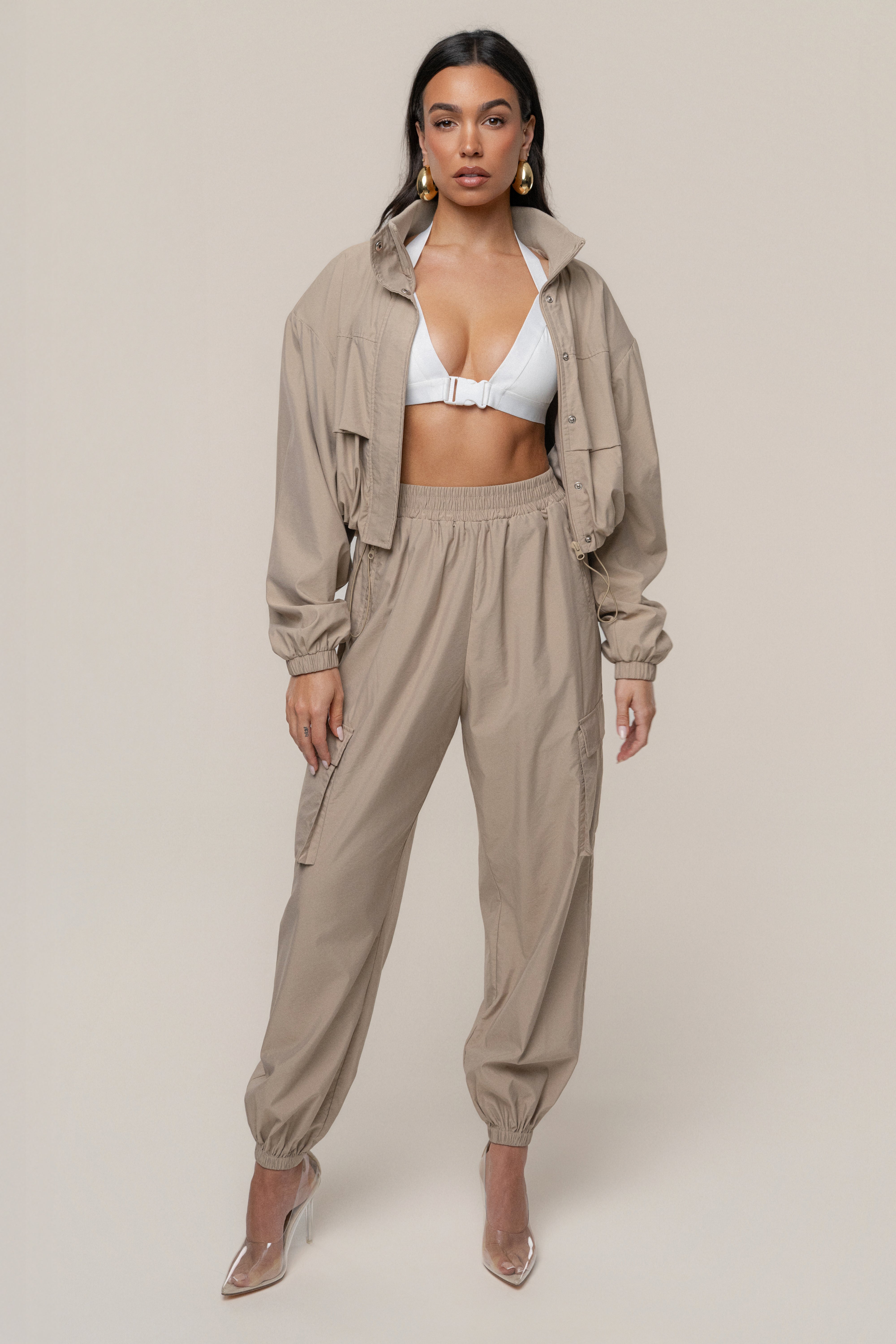 Ivory Belted Motion Halter Top - JLUXLABEL