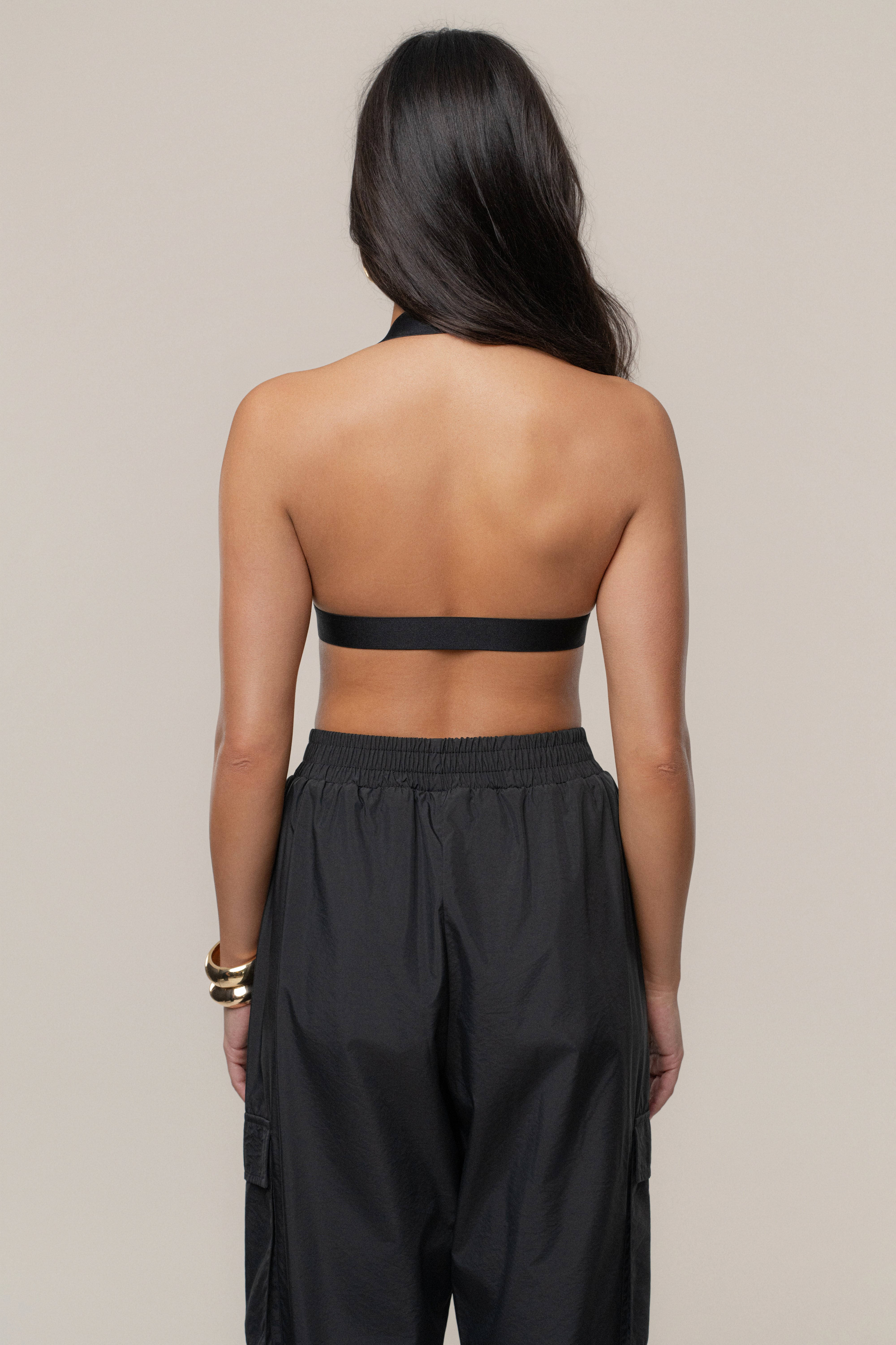 Black Belted Motion Halter Top - JLUXLABEL