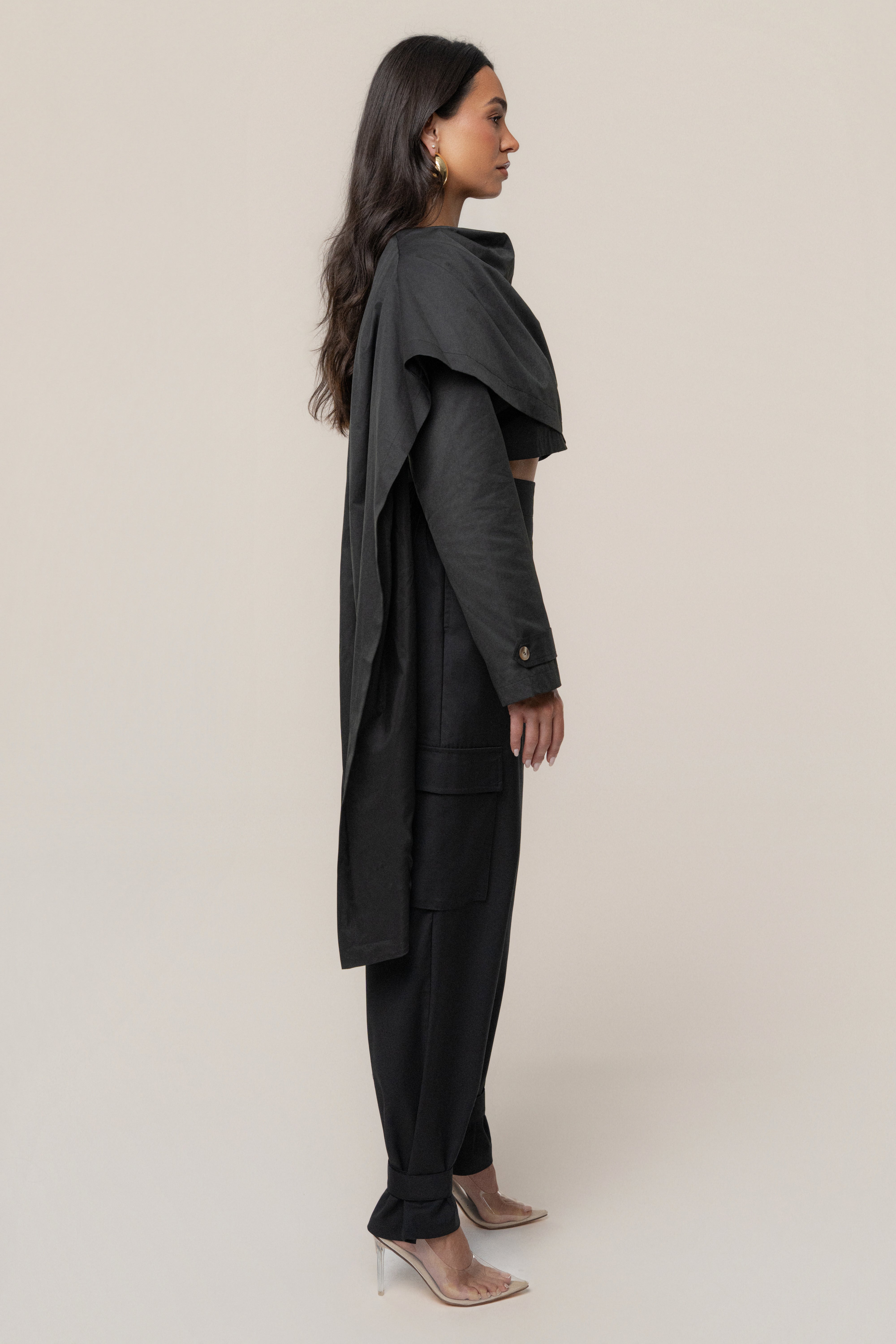 Black Autumn Flow Cargo Pants