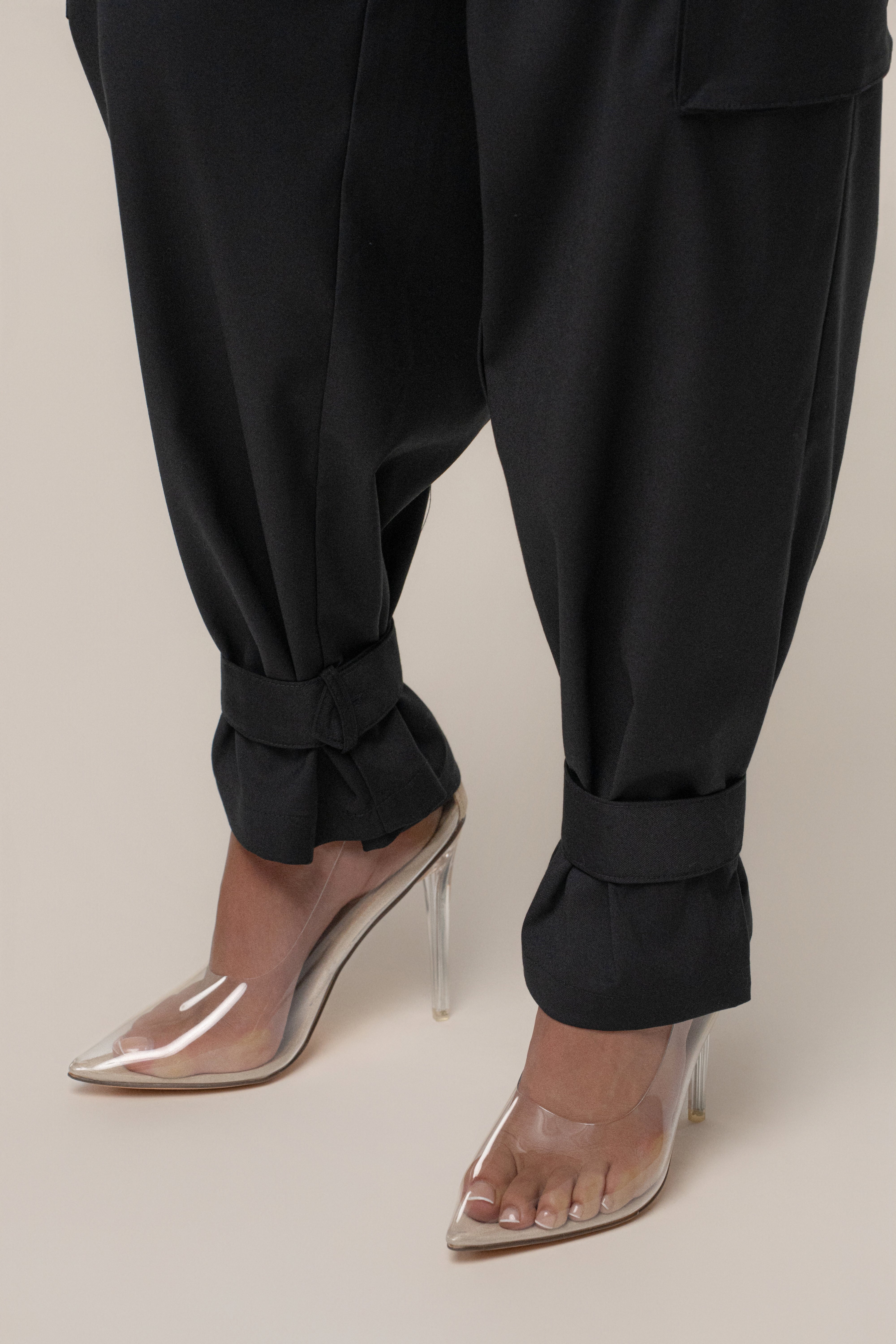 Black Autumn Flow Cargo Pants - JLUXLABEL