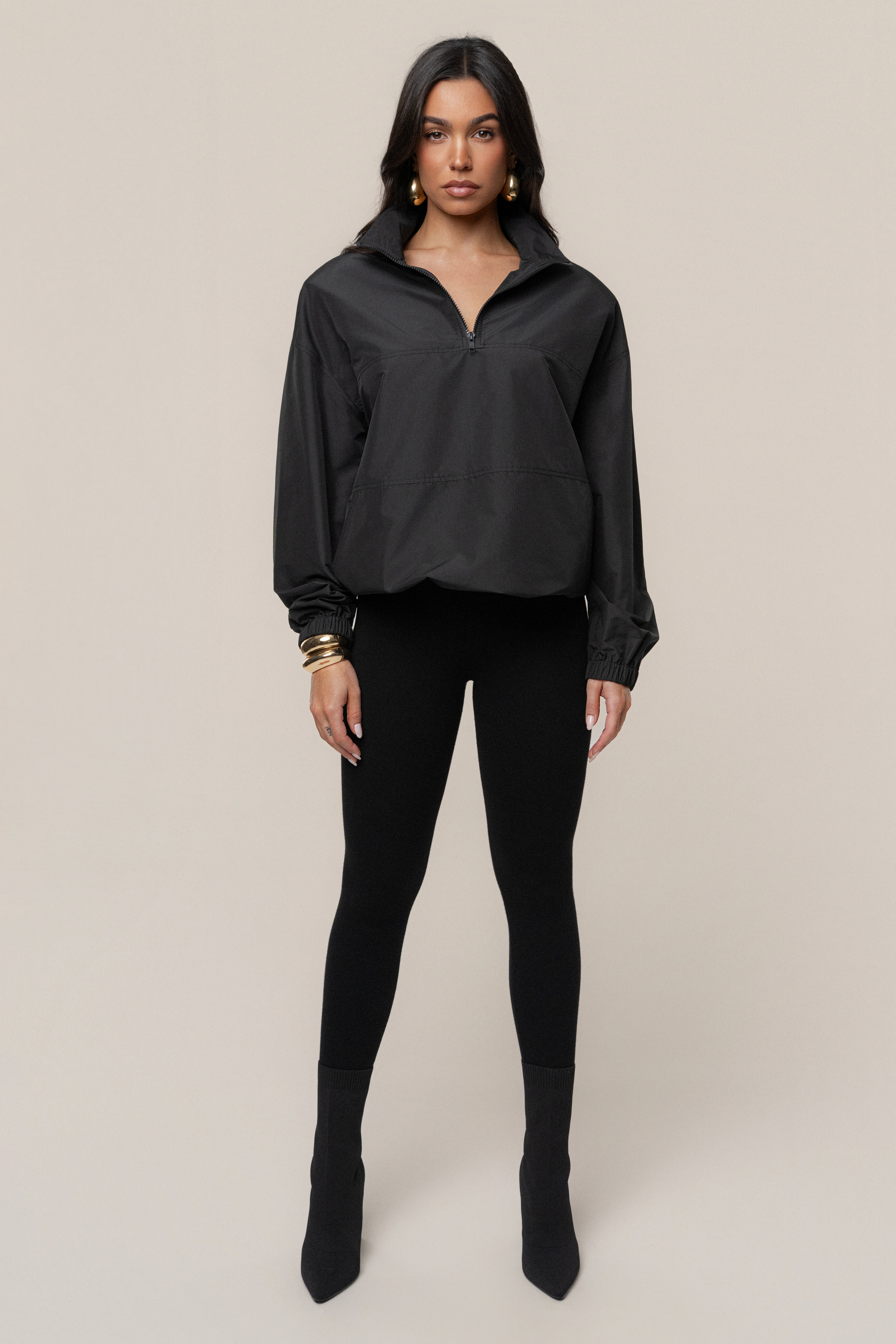 Black Oversized Funnel Jacket