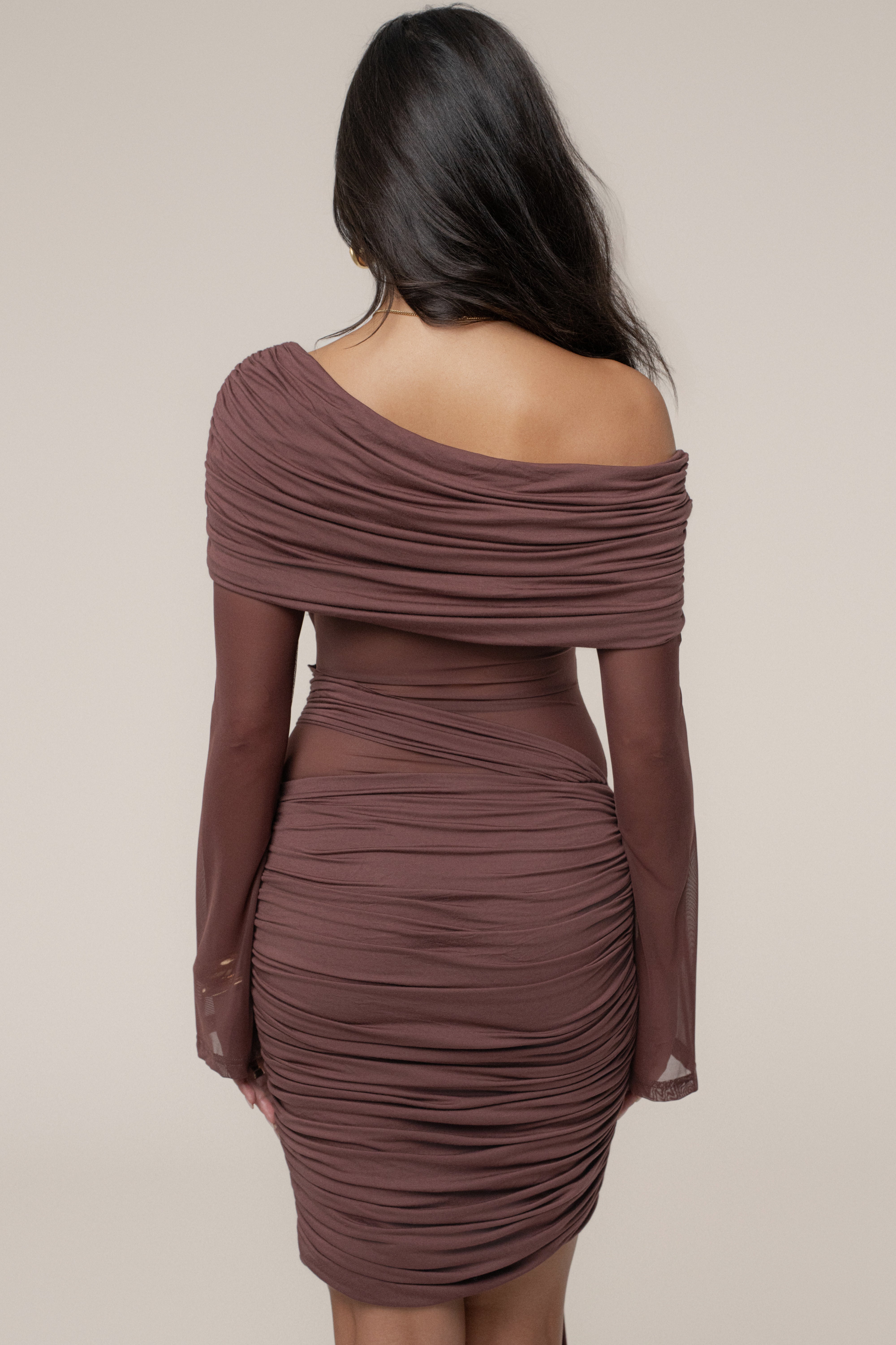 Brown After Hours Drape Dress