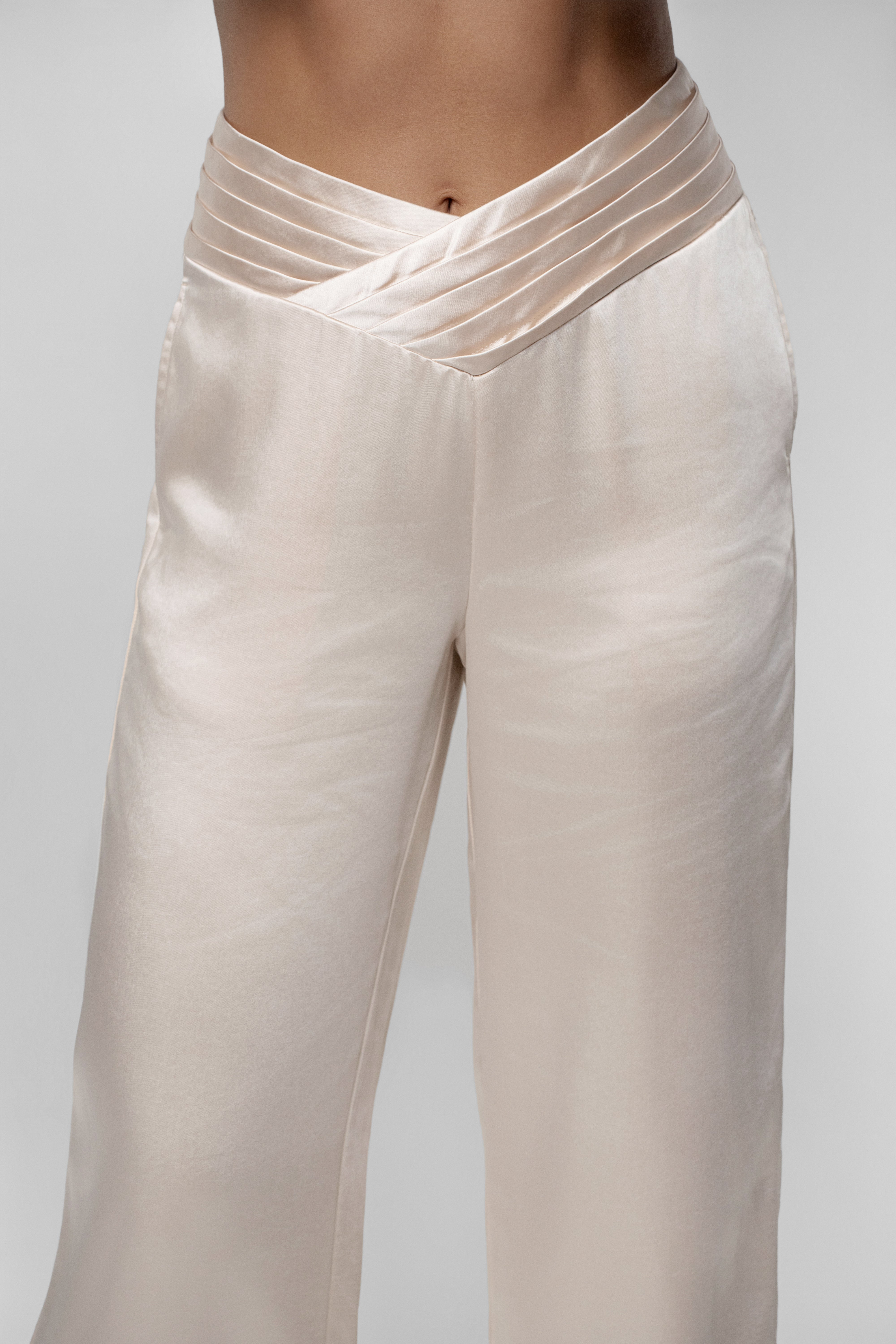 Champagne True Affection Satin Trouser - JLUXLABEL