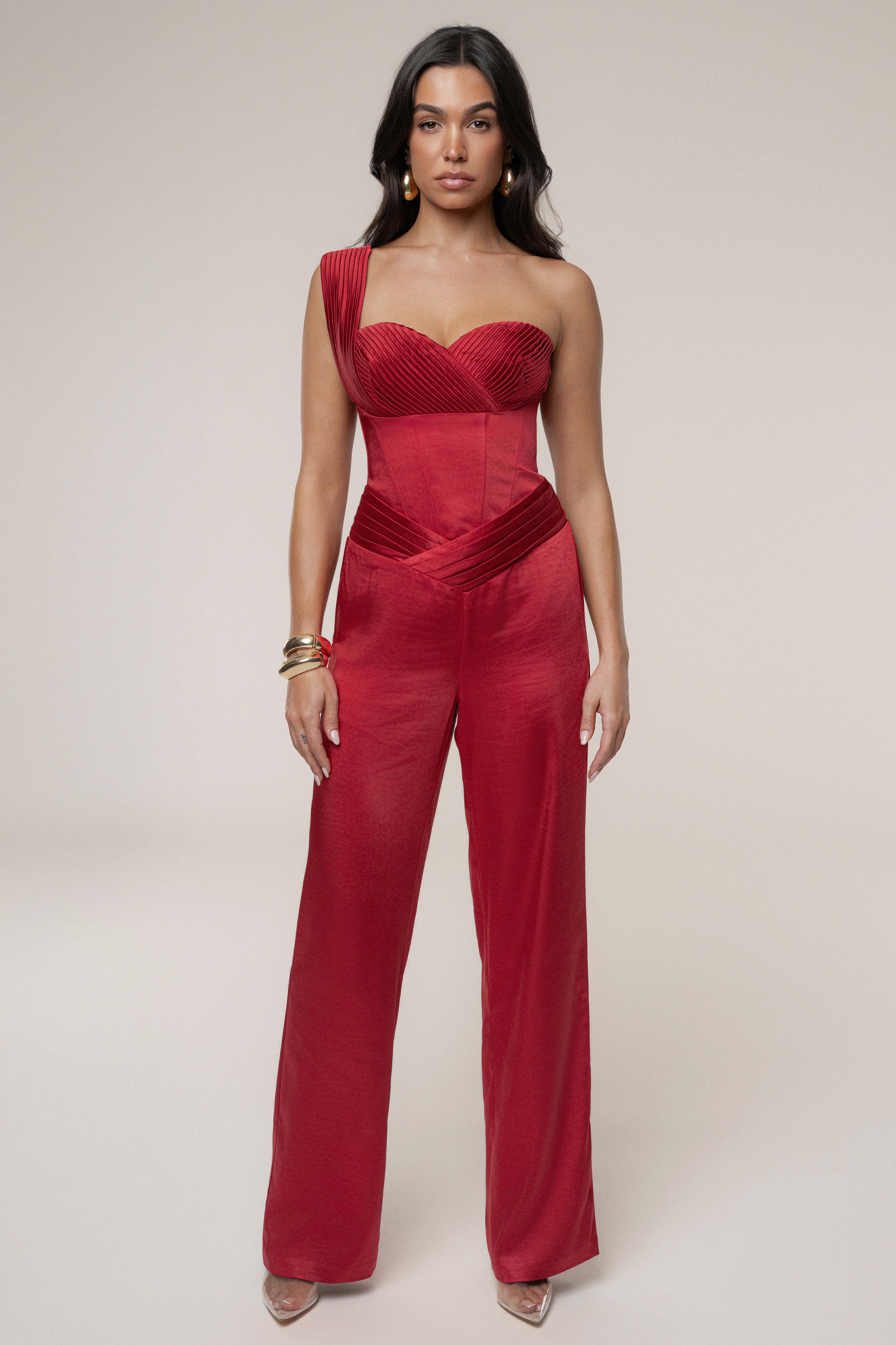 Red True Affection Satin Trouser - JLUXLABEL