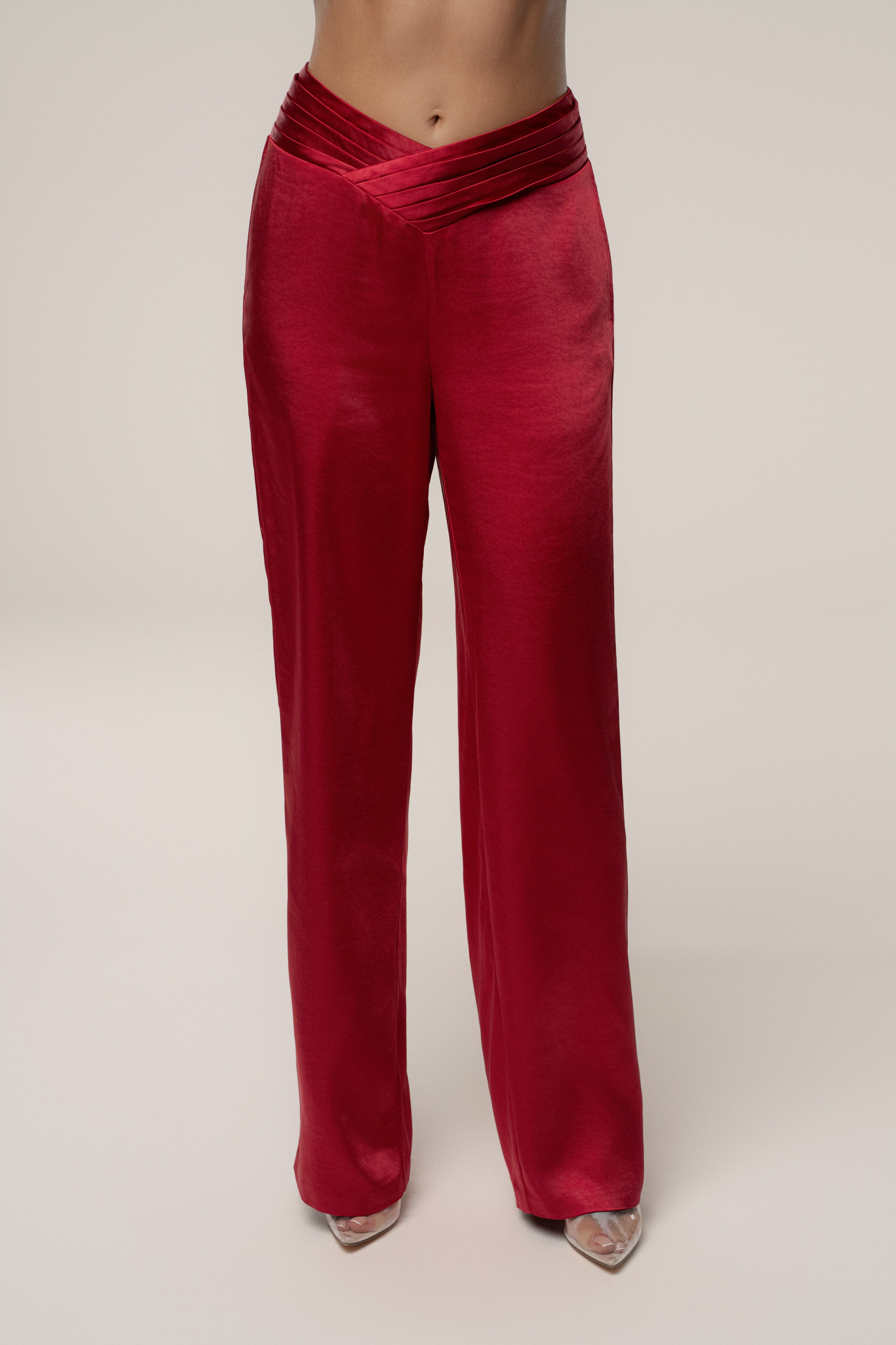 Red True Affection Satin Trouser - JLUXLABEL