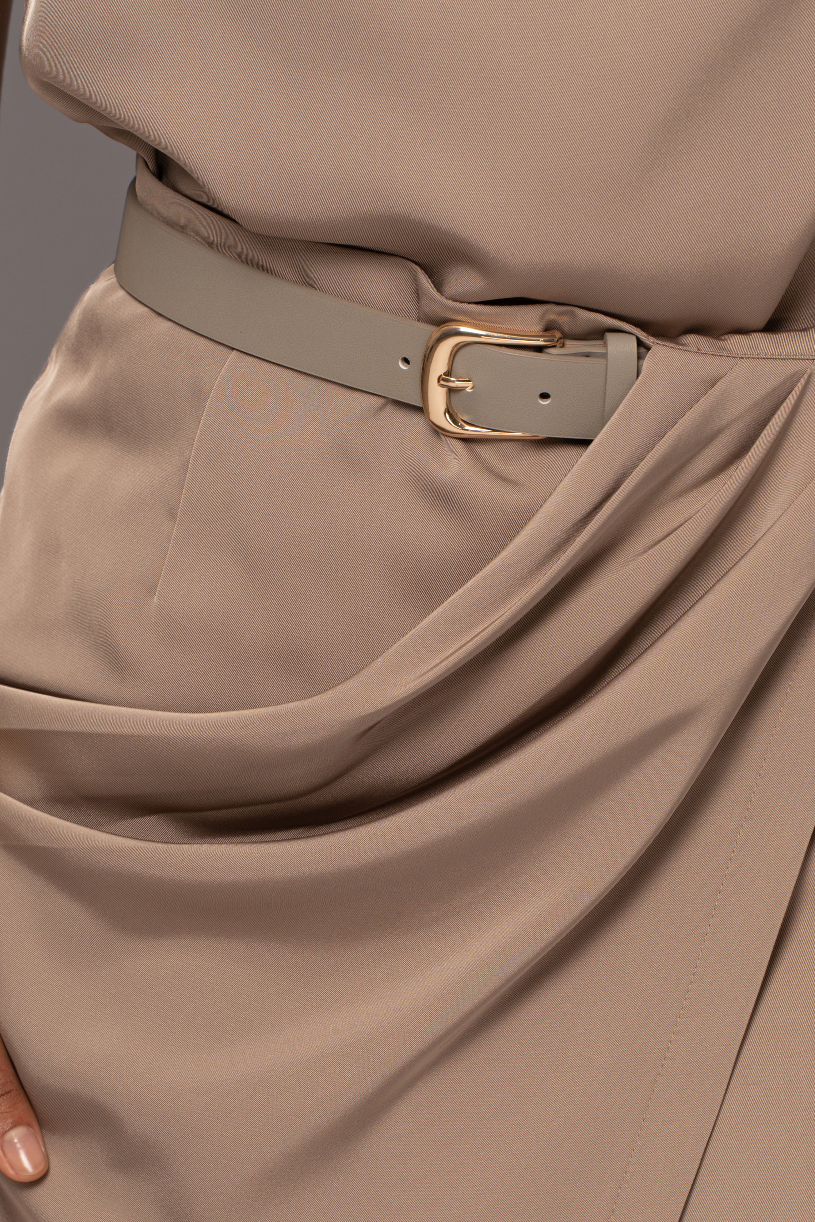 Beige Jamila Drape Skirt - JLUXLABEL